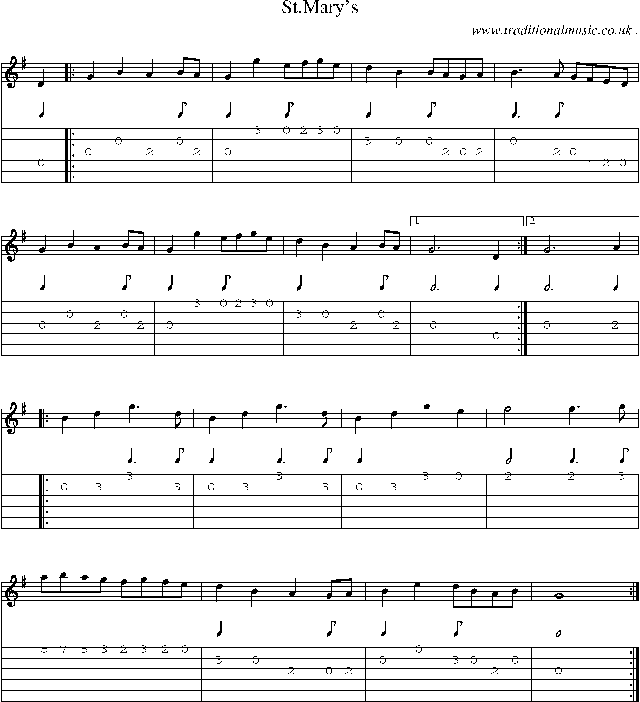 Sheet-Music and Guitar Tabs for Stmarys