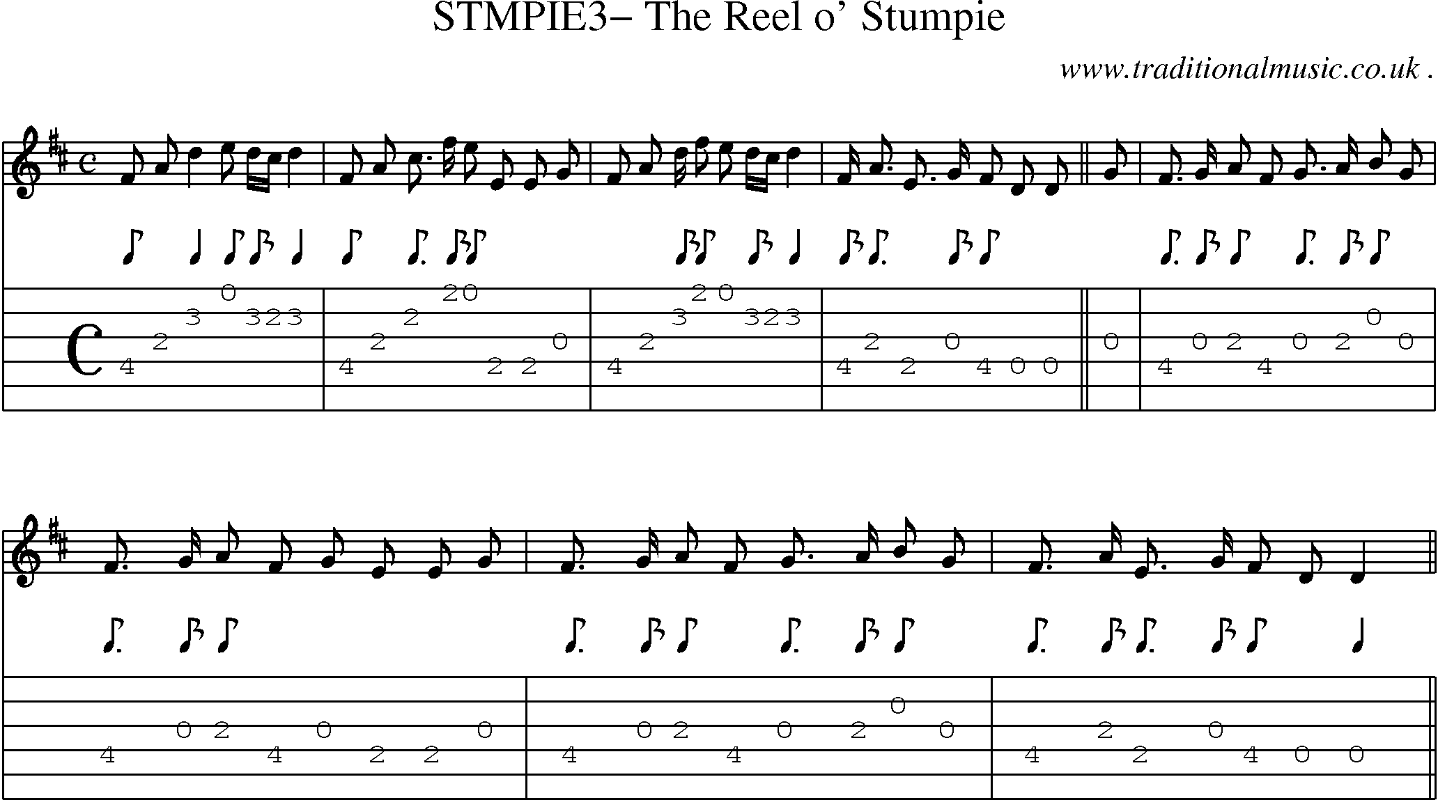 Sheet-Music and Guitar Tabs for Stmpie3 The Reel O Stumpie