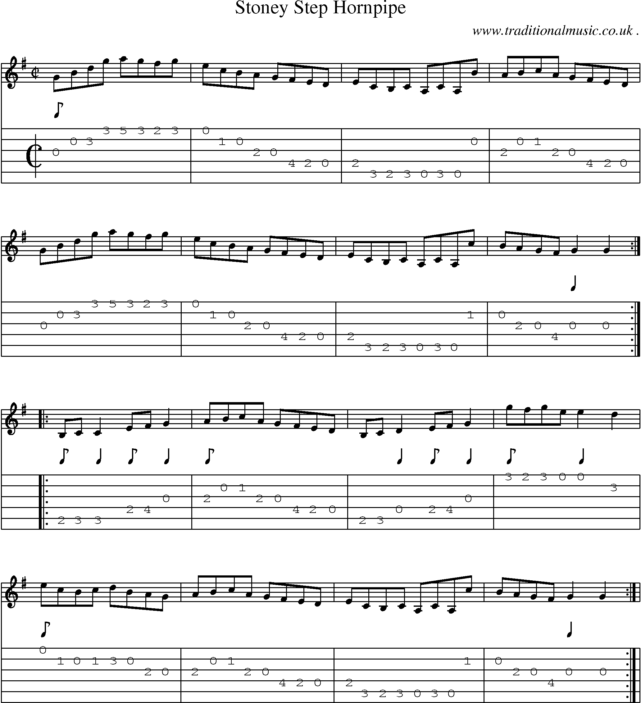 Sheet-Music and Guitar Tabs for Stoney Step Hornpipe