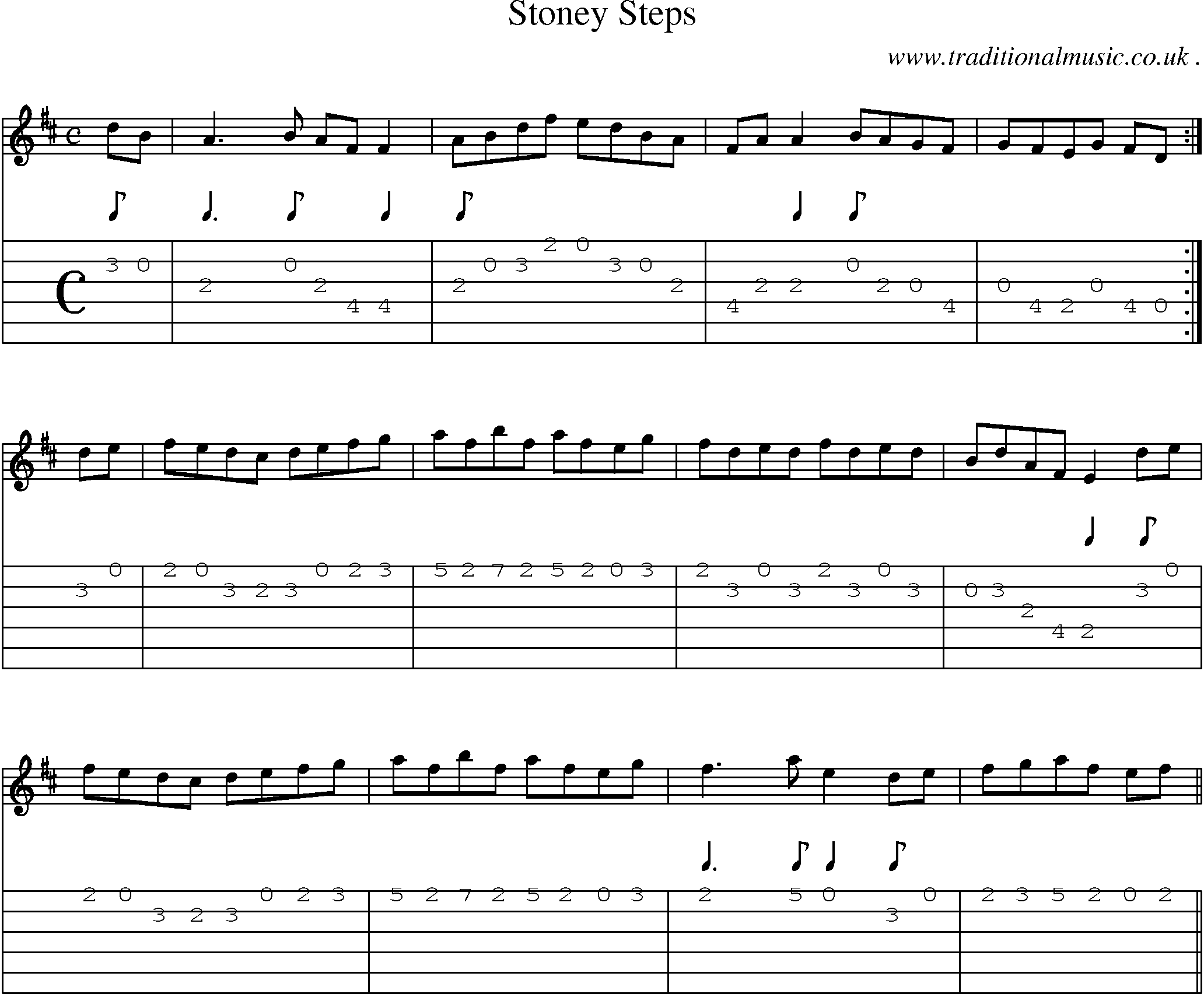 Sheet-Music and Guitar Tabs for Stoney Steps