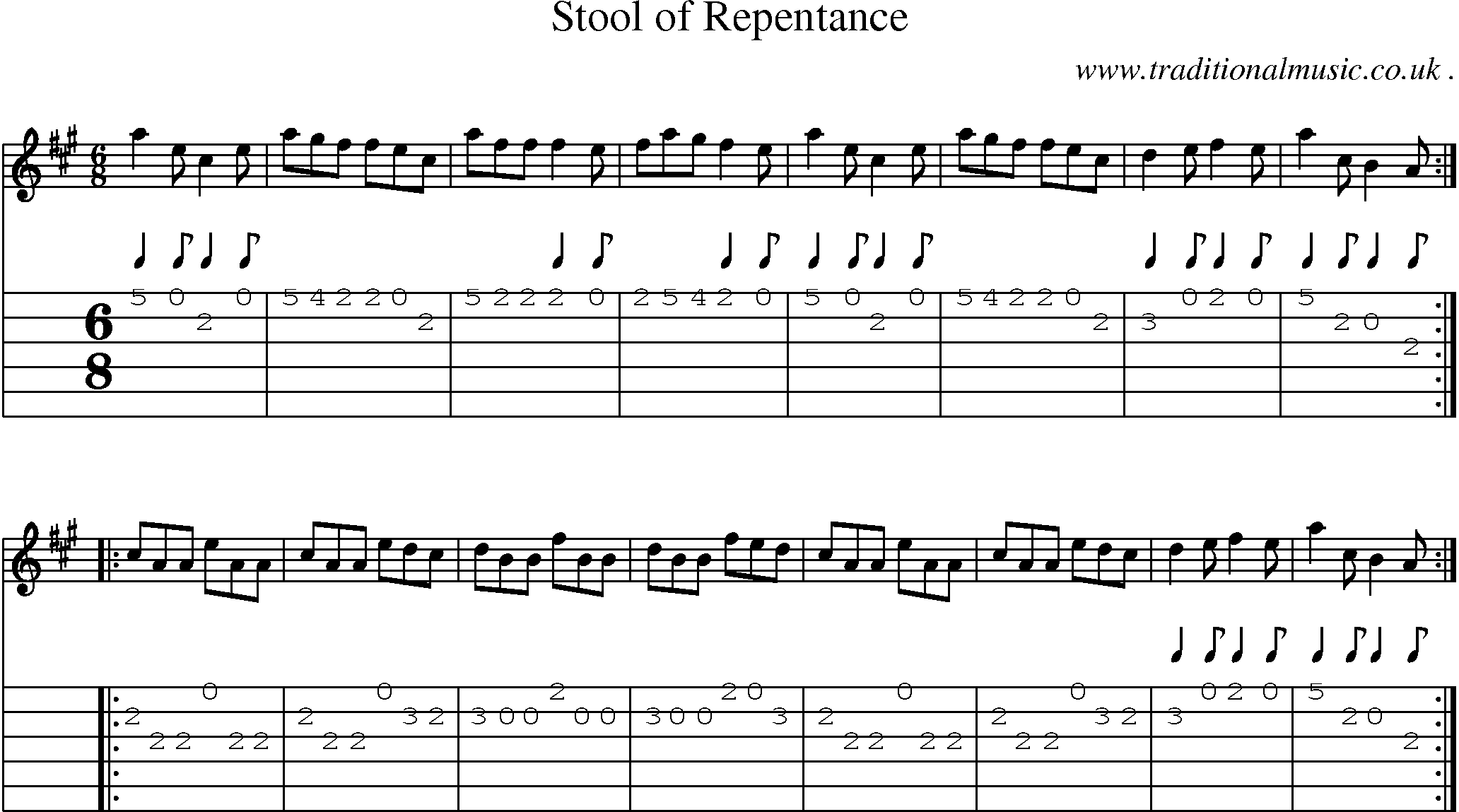 Sheet-Music and Guitar Tabs for Stool Of Repentance