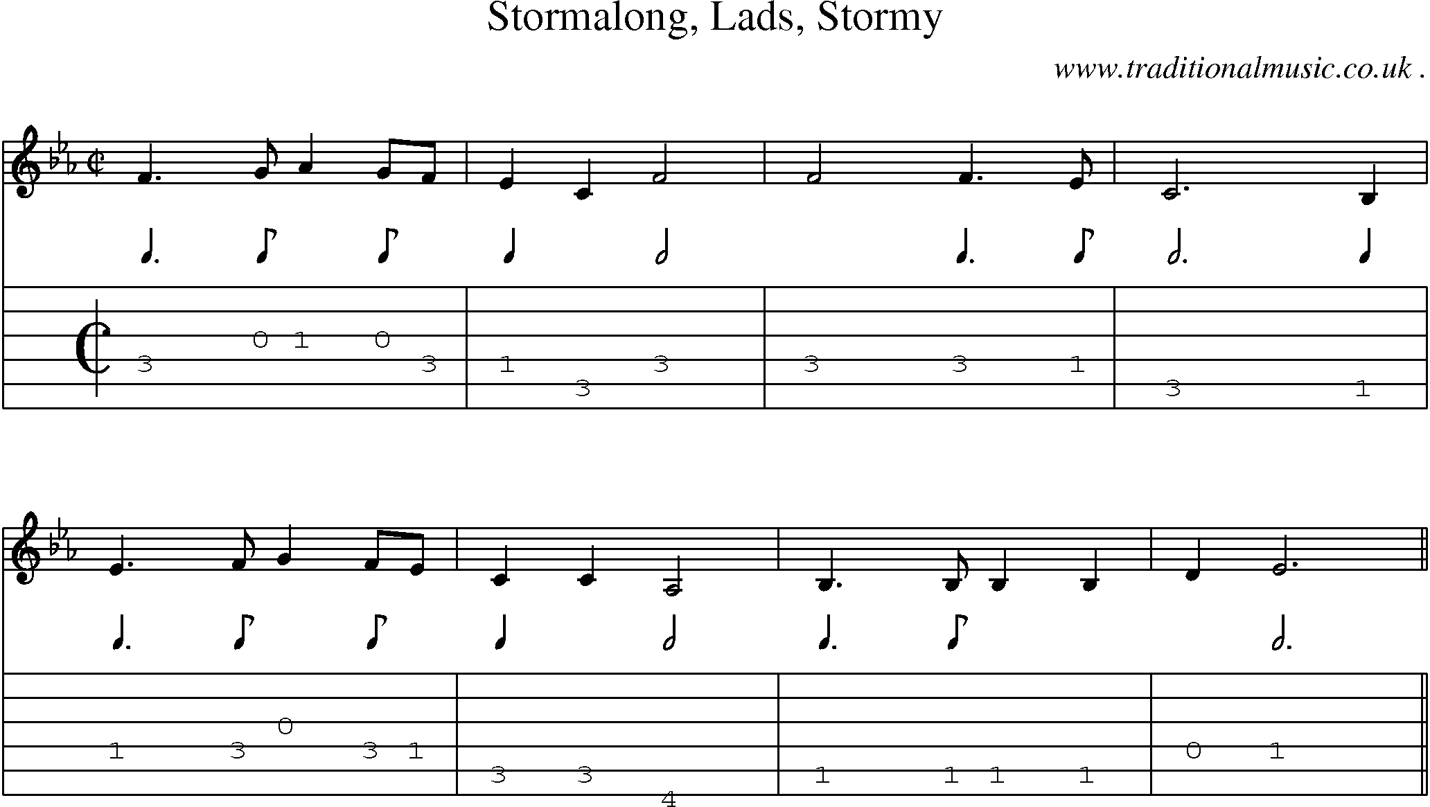 Sheet-Music and Guitar Tabs for Stormalong Lads Stormy