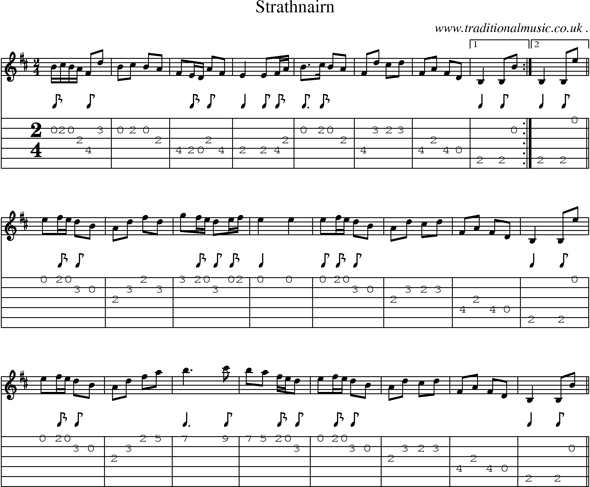 Sheet-Music and Guitar Tabs for Strathnairn