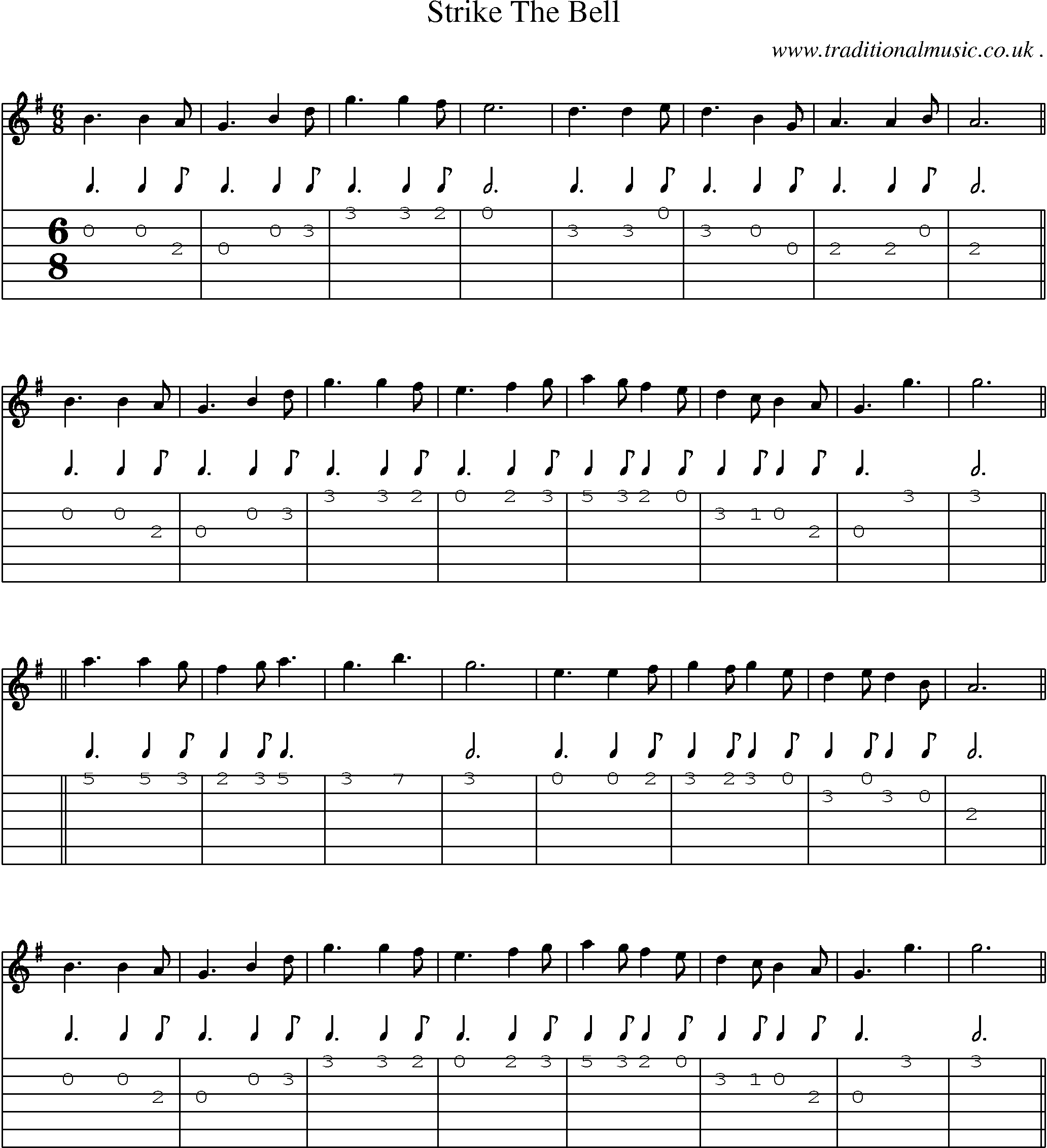 Sheet-Music and Guitar Tabs for Strike The Bell