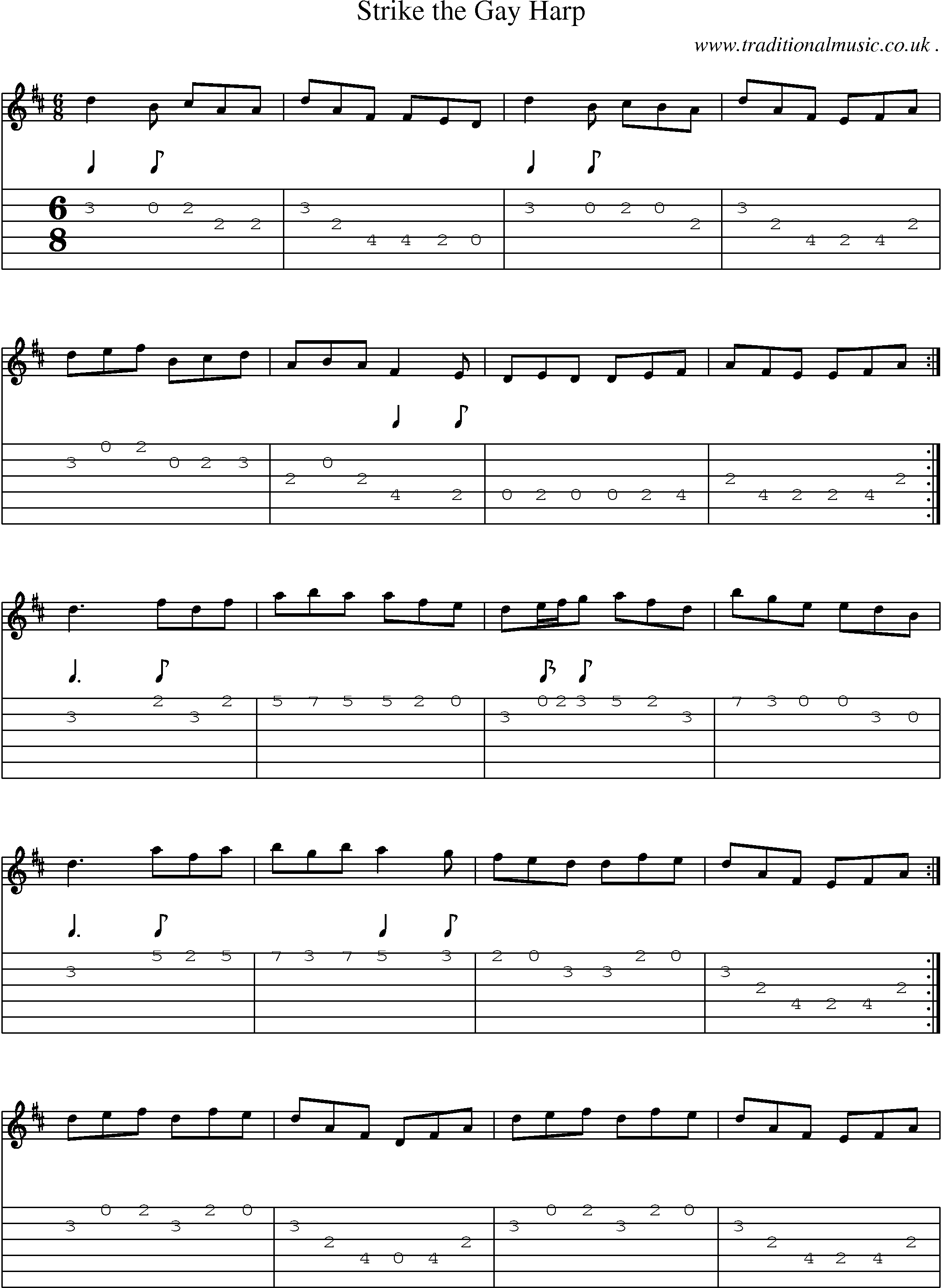 Sheet-Music and Guitar Tabs for Strike The Gay Harp