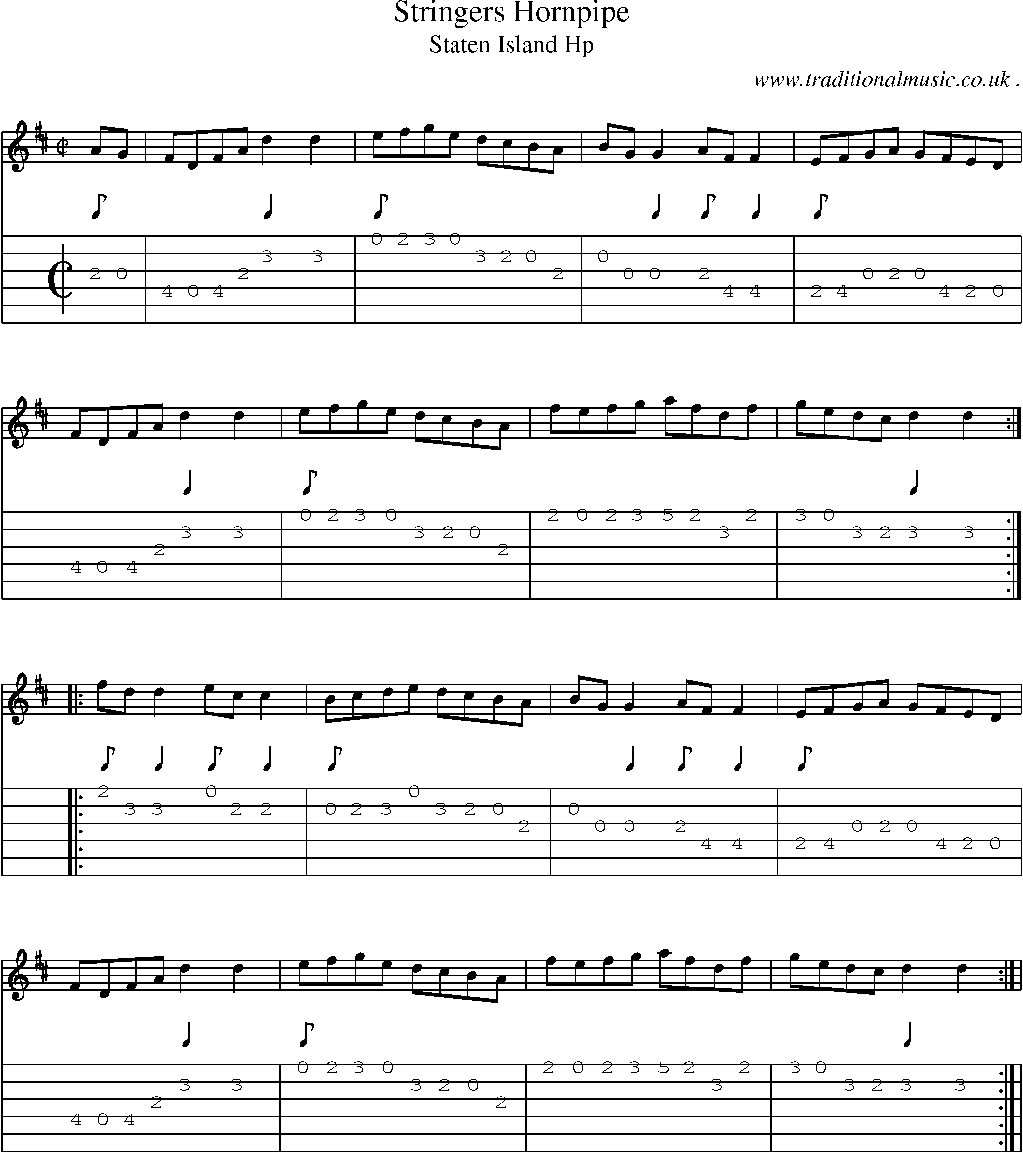 Sheet-Music and Guitar Tabs for Stringers Hornpipe
