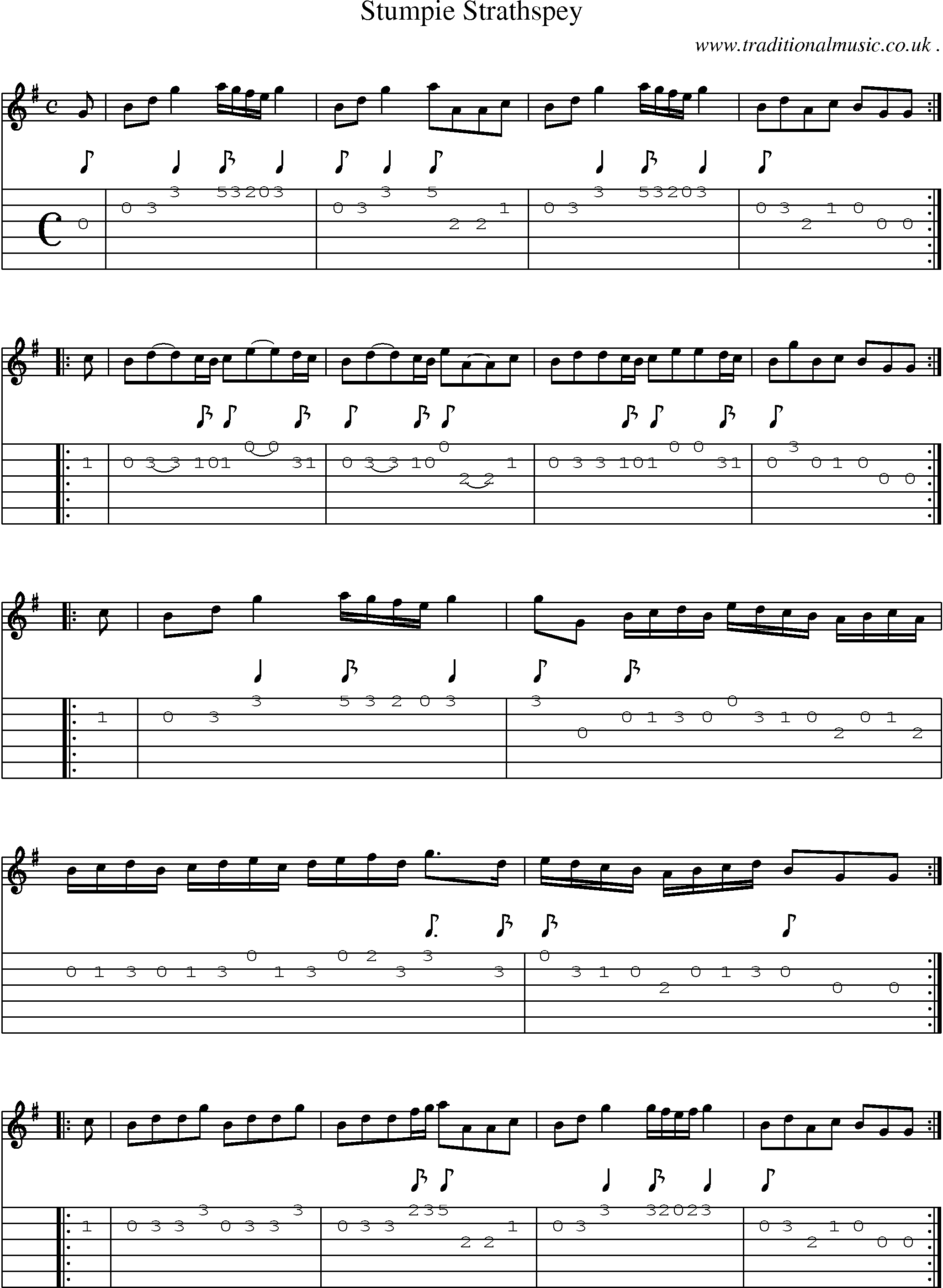 Sheet-Music and Guitar Tabs for Stumpie Strathspey
