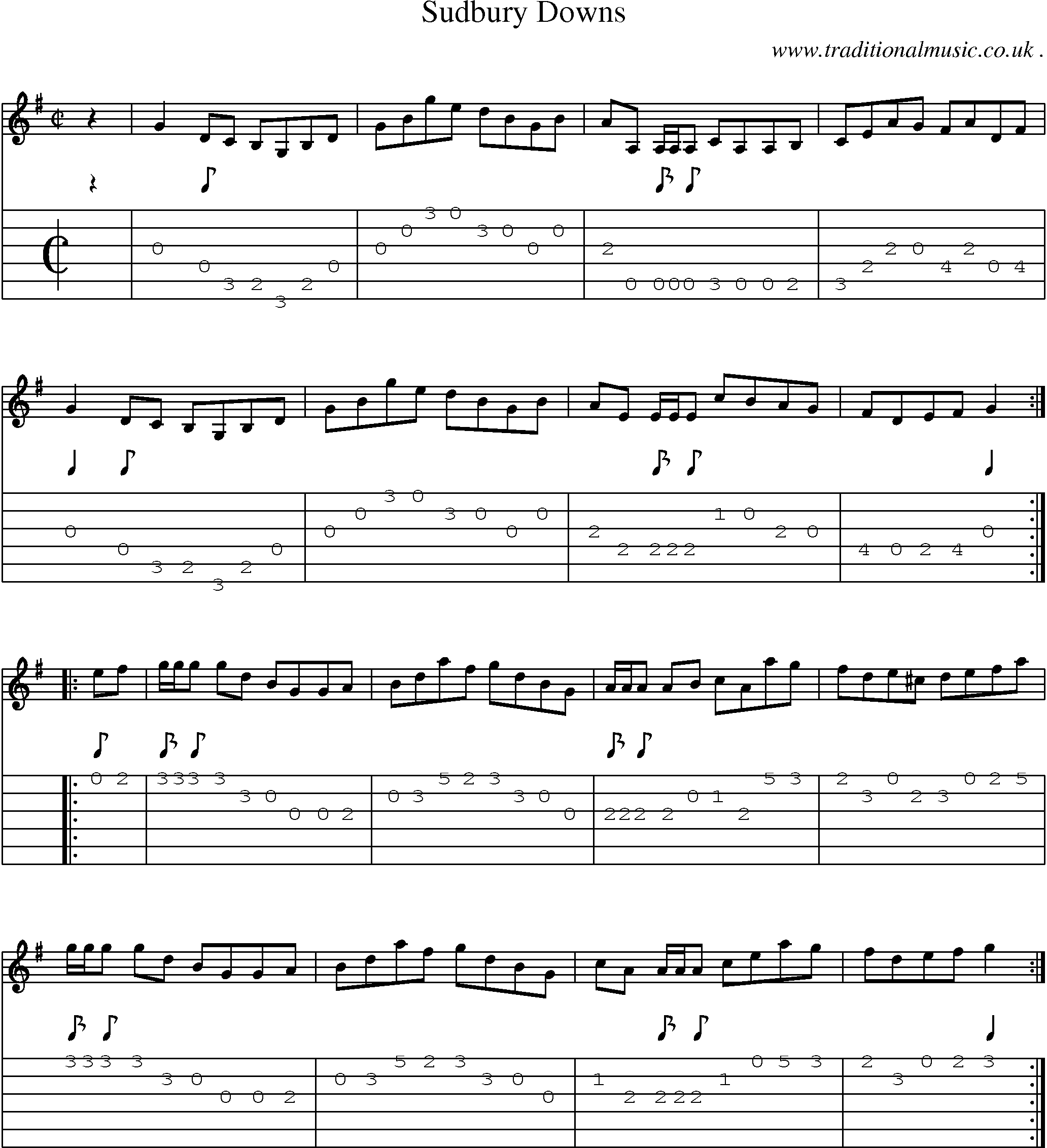 Sheet-Music and Guitar Tabs for Sudbury Downs
