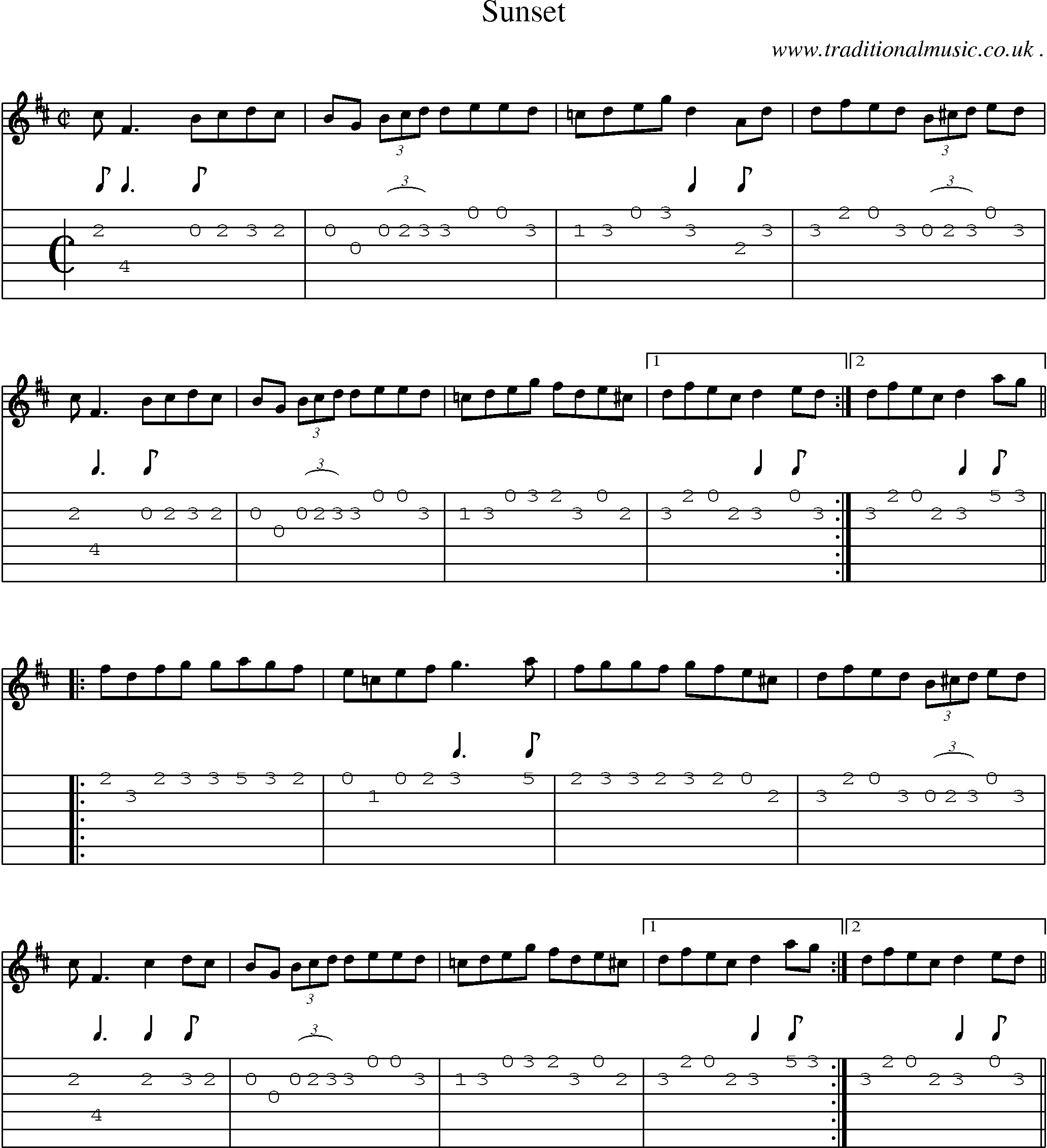 Sheet-Music and Guitar Tabs for Sunset