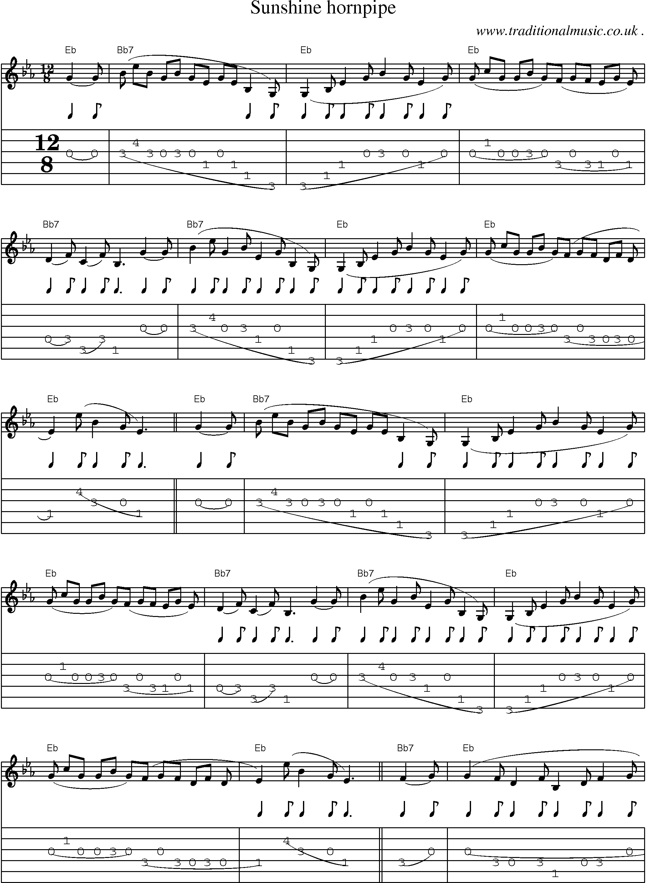 Sheet-Music and Guitar Tabs for Sunshine Hornpipe