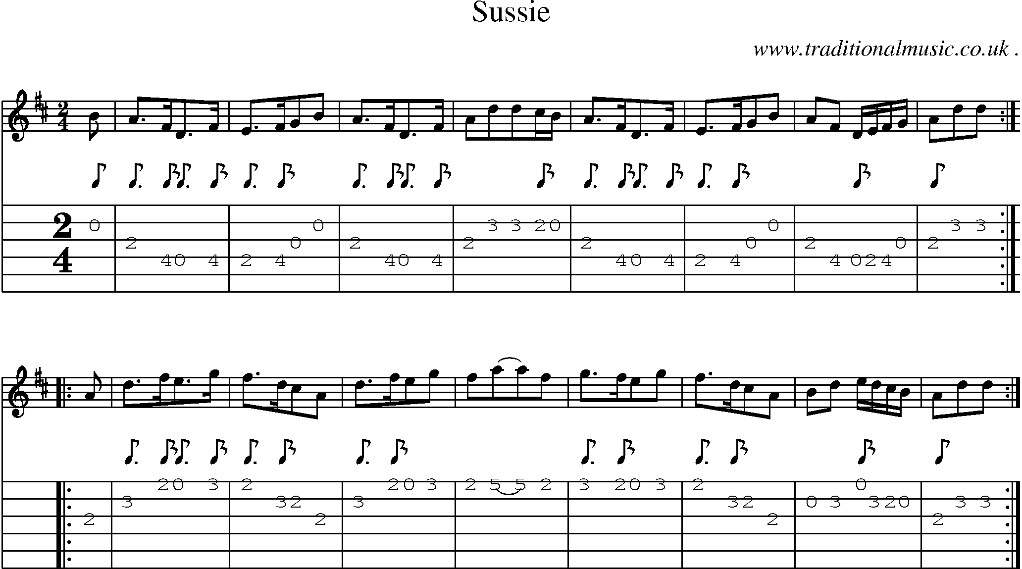 Sheet-Music and Guitar Tabs for Sussie