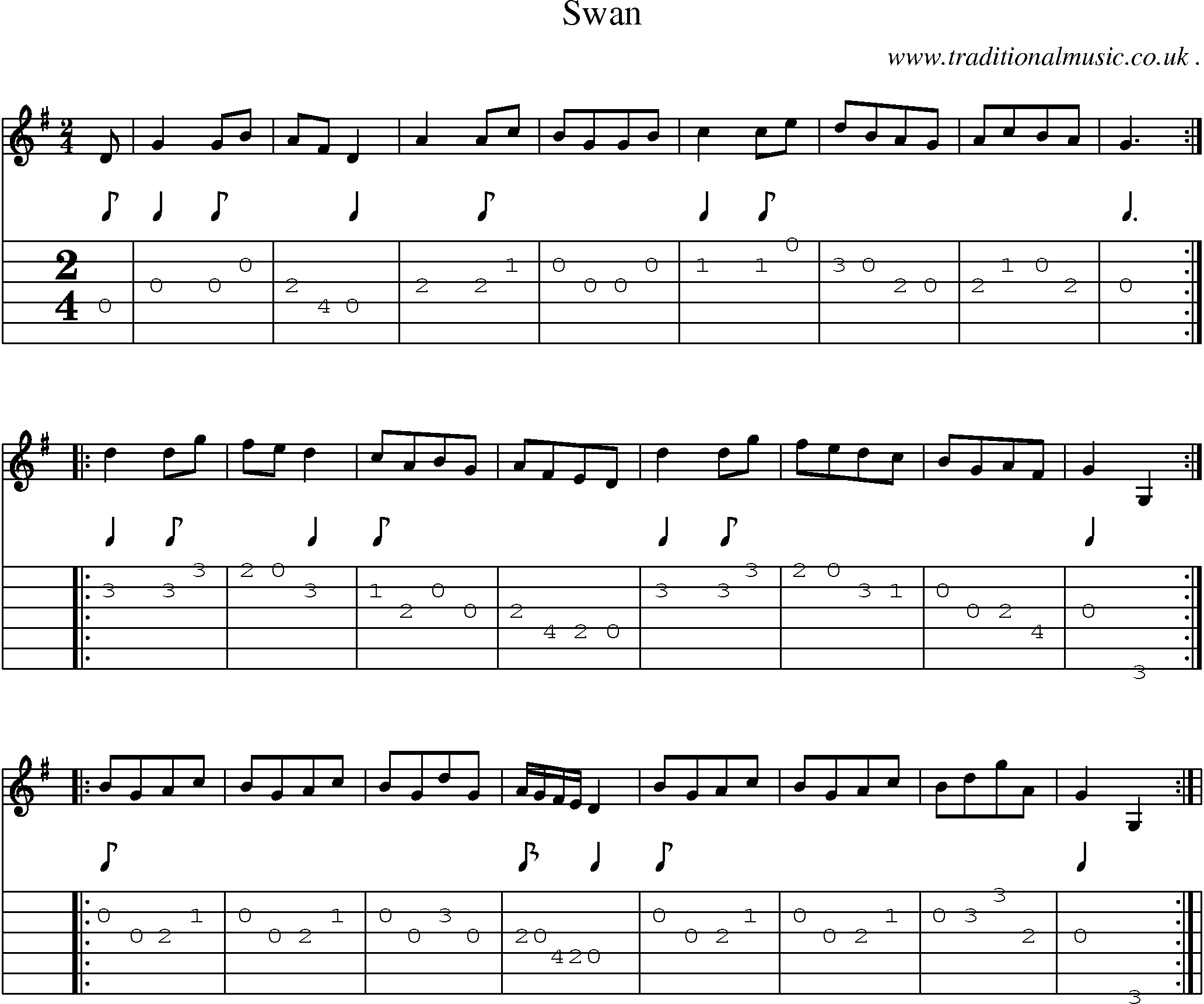 Sheet-Music and Guitar Tabs for Swan