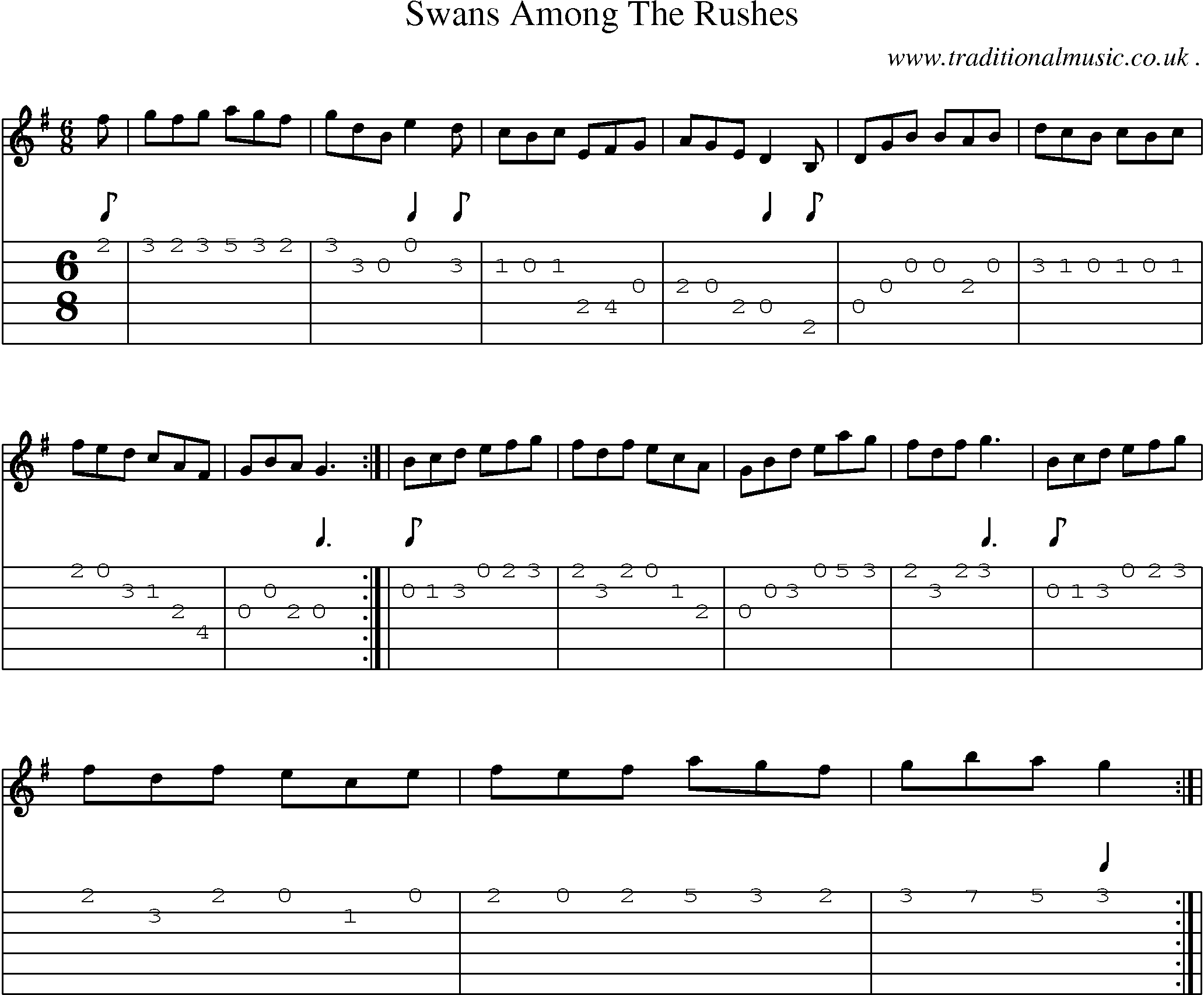 Sheet-Music and Guitar Tabs for Swans Among The Rushes