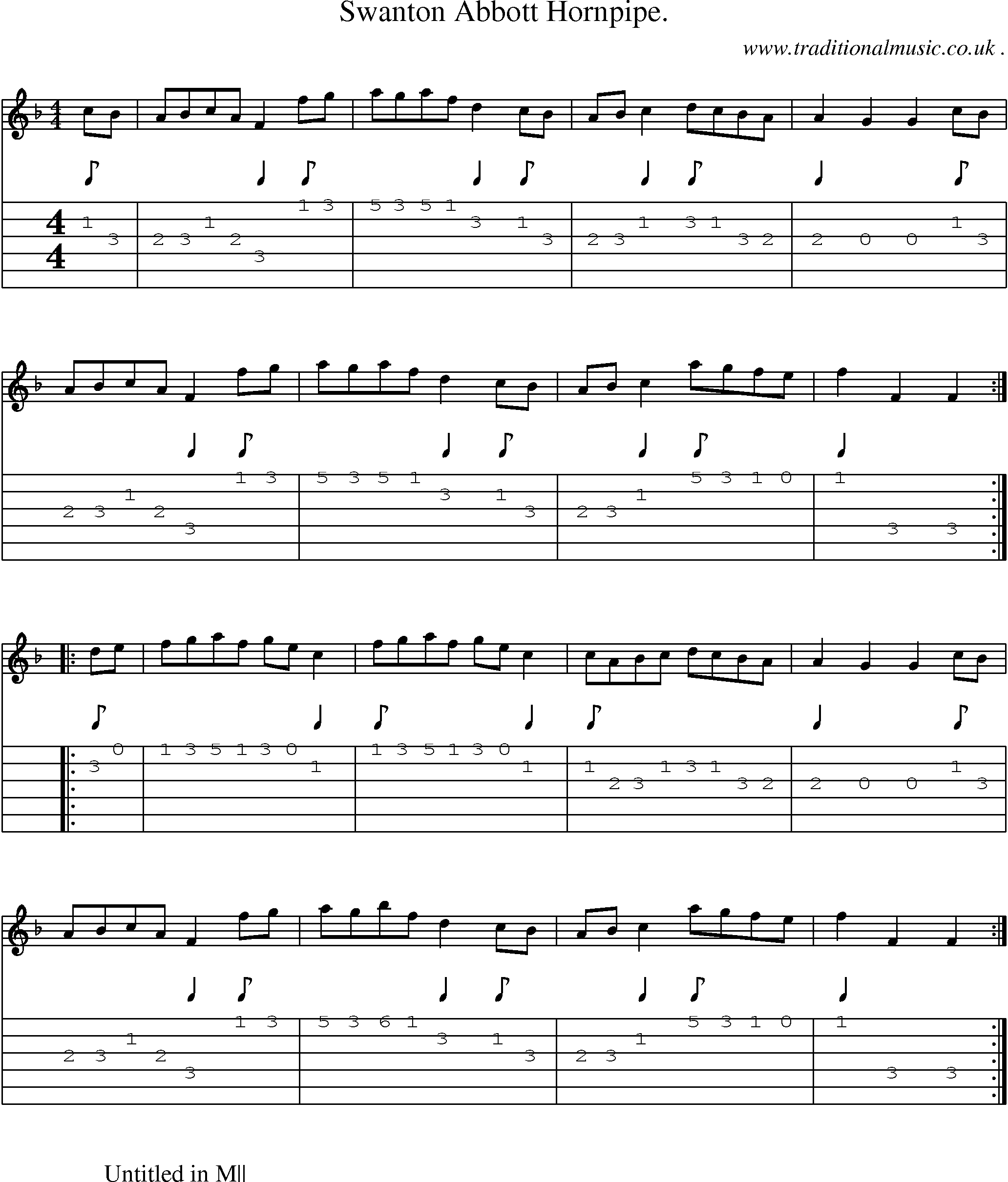 Sheet-Music and Guitar Tabs for Swanton Abbott Hornpipe