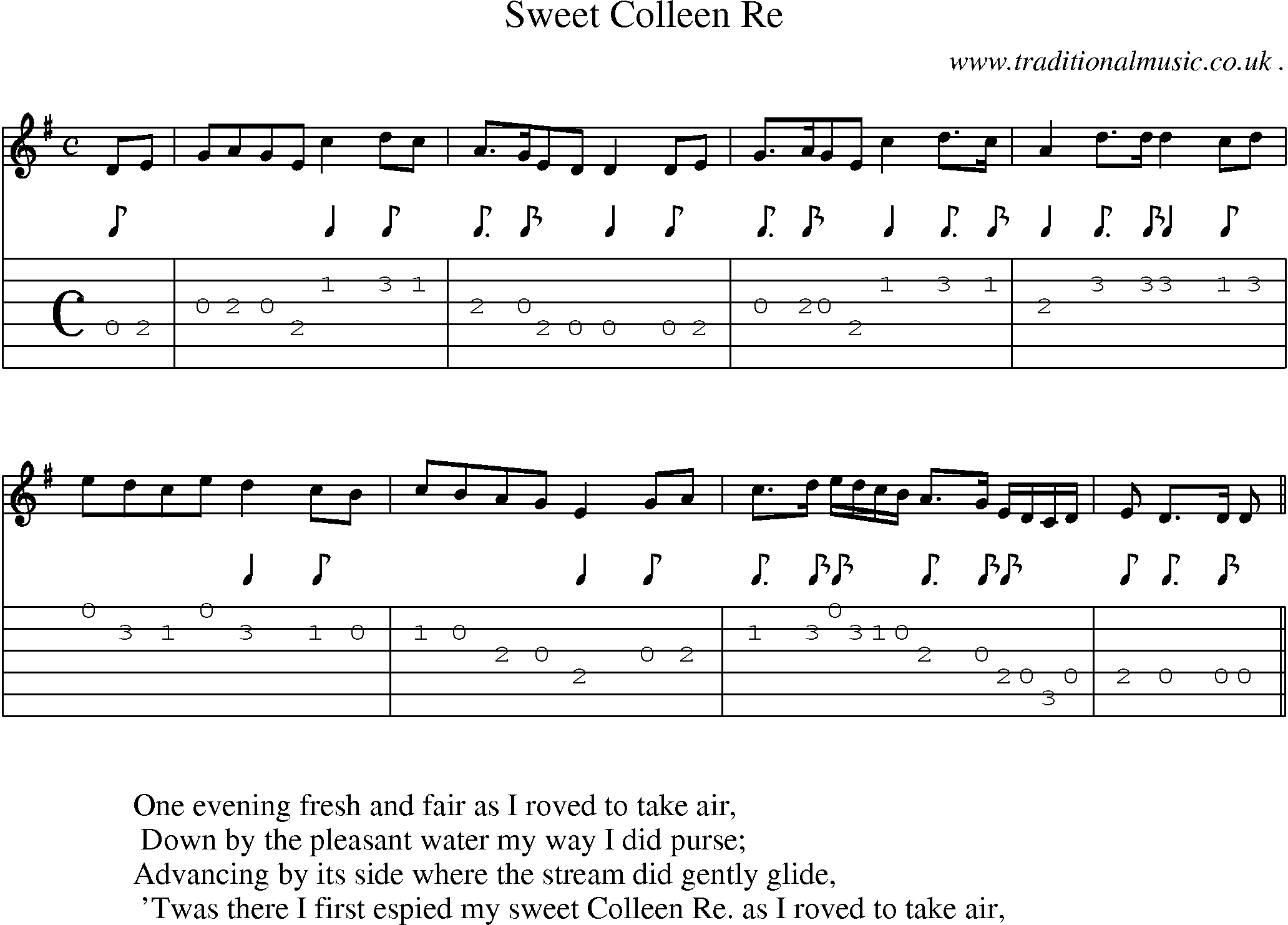 Sheet-Music and Guitar Tabs for Sweet Colleen Re