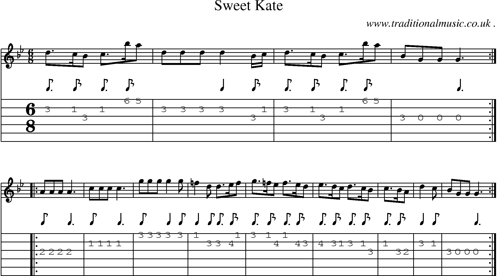 Sheet-Music and Guitar Tabs for Sweet Kate