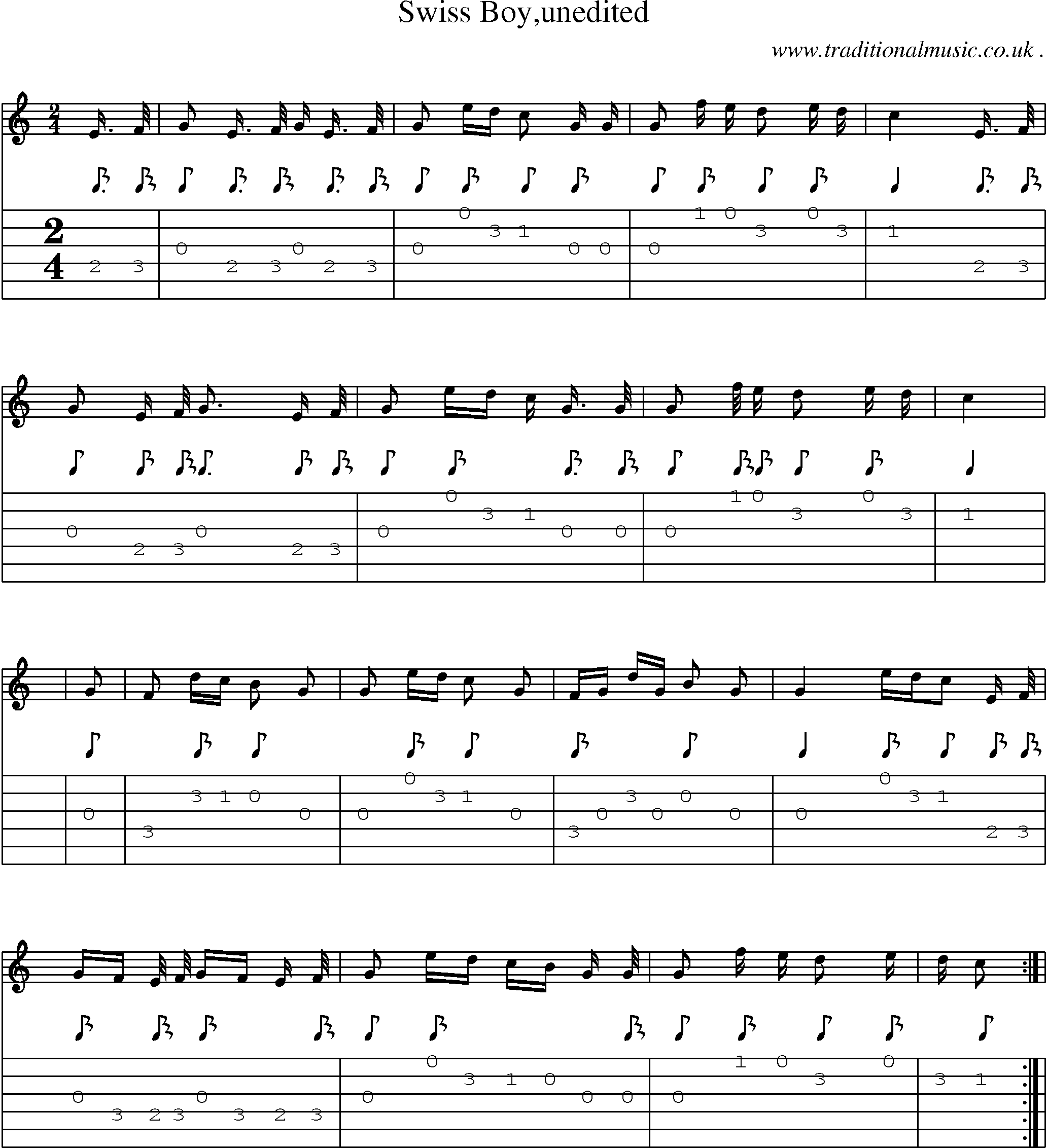 Sheet-Music and Guitar Tabs for Swiss Boyunedited