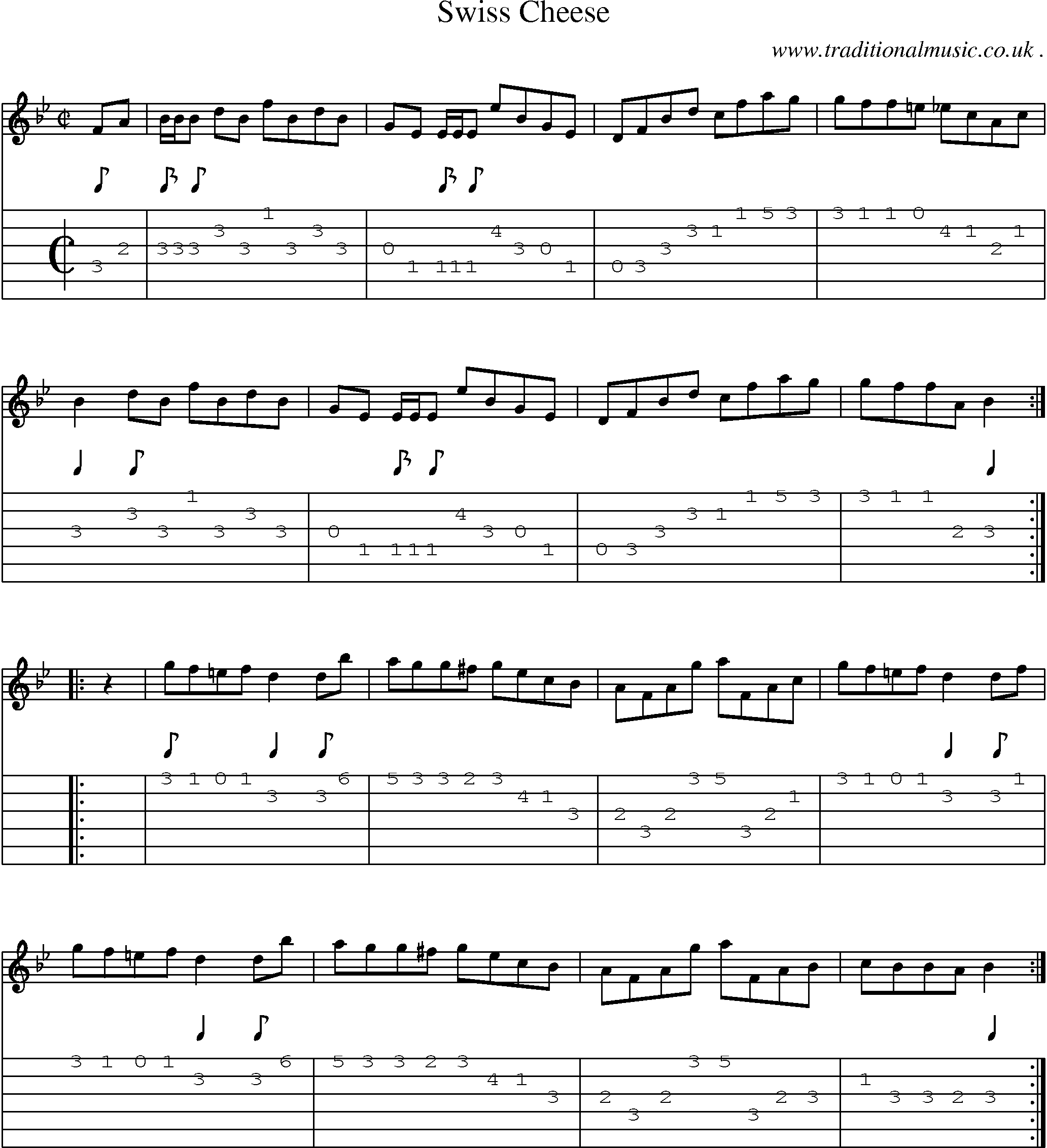 Sheet-Music and Guitar Tabs for Swiss Cheese