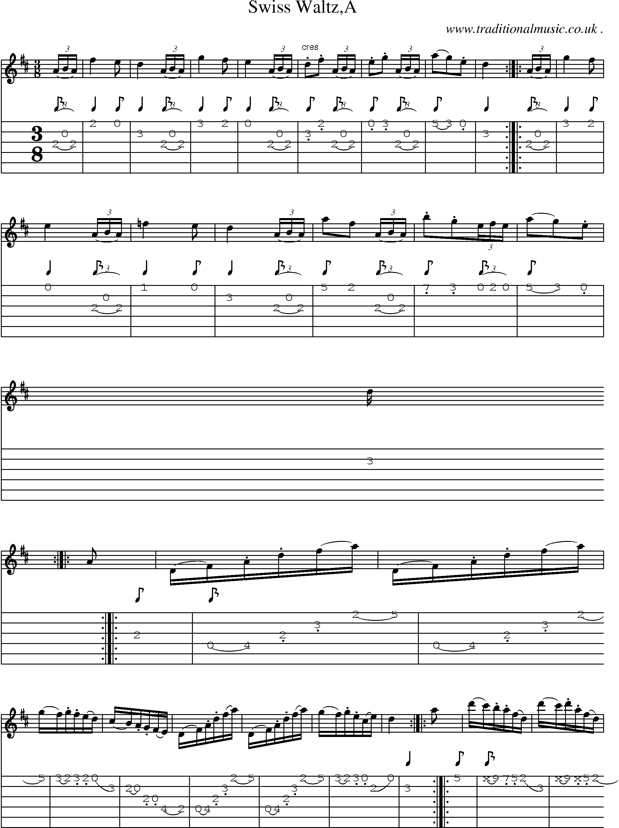 Sheet-Music and Guitar Tabs for Swiss Waltza