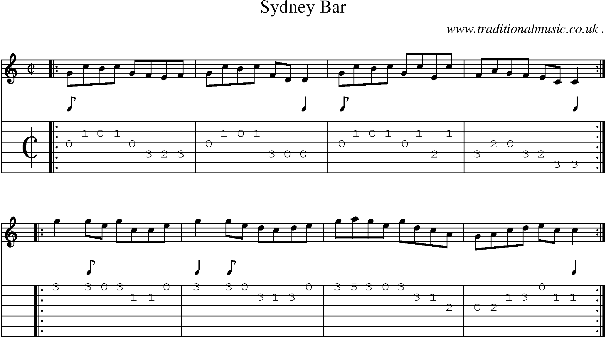Sheet-Music and Guitar Tabs for Sydney Bar