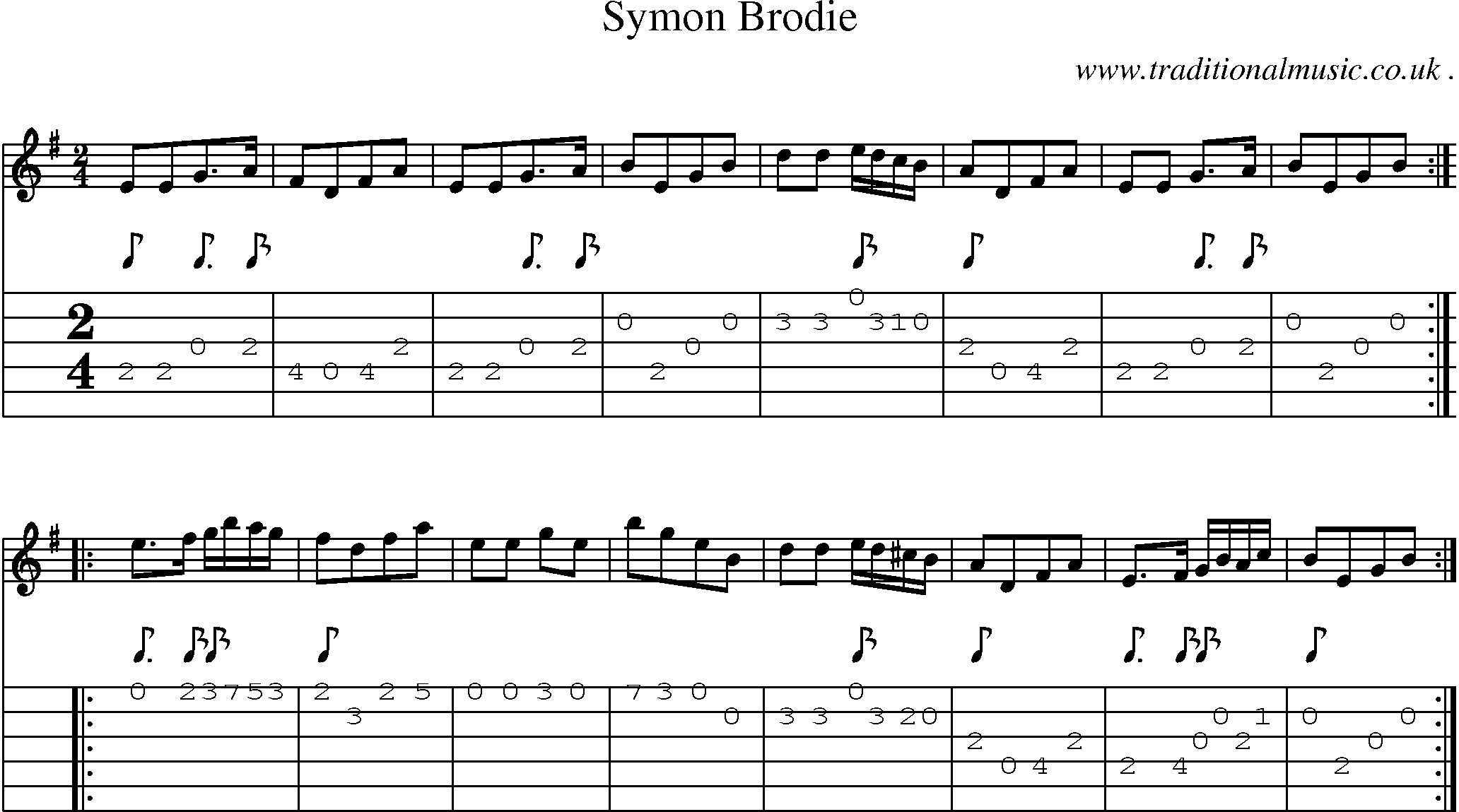 Sheet-Music and Guitar Tabs for Symon Brodie