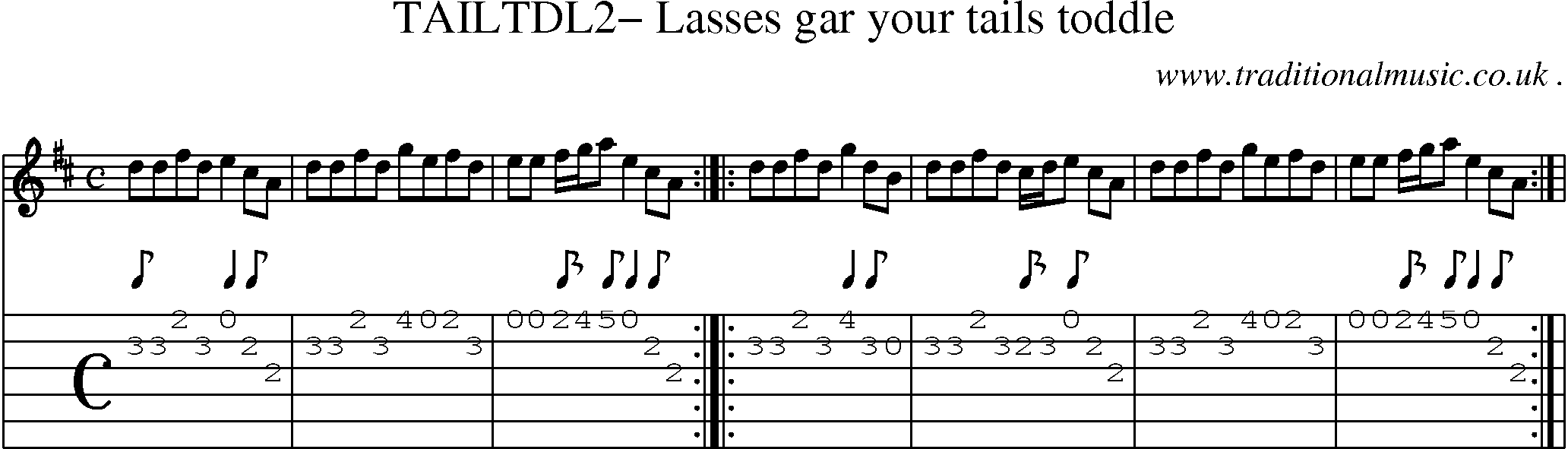 Sheet-Music and Guitar Tabs for Tailtdl2 Lasses Gar Your Tails Toddle
