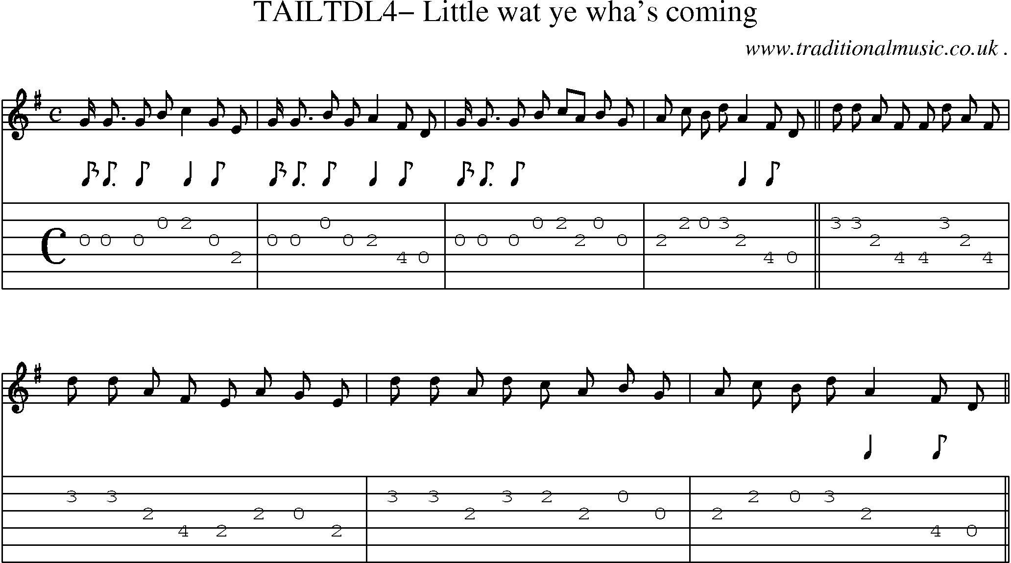 Sheet-Music and Guitar Tabs for Tailtdl4 Little Wat Ye Whas Coming