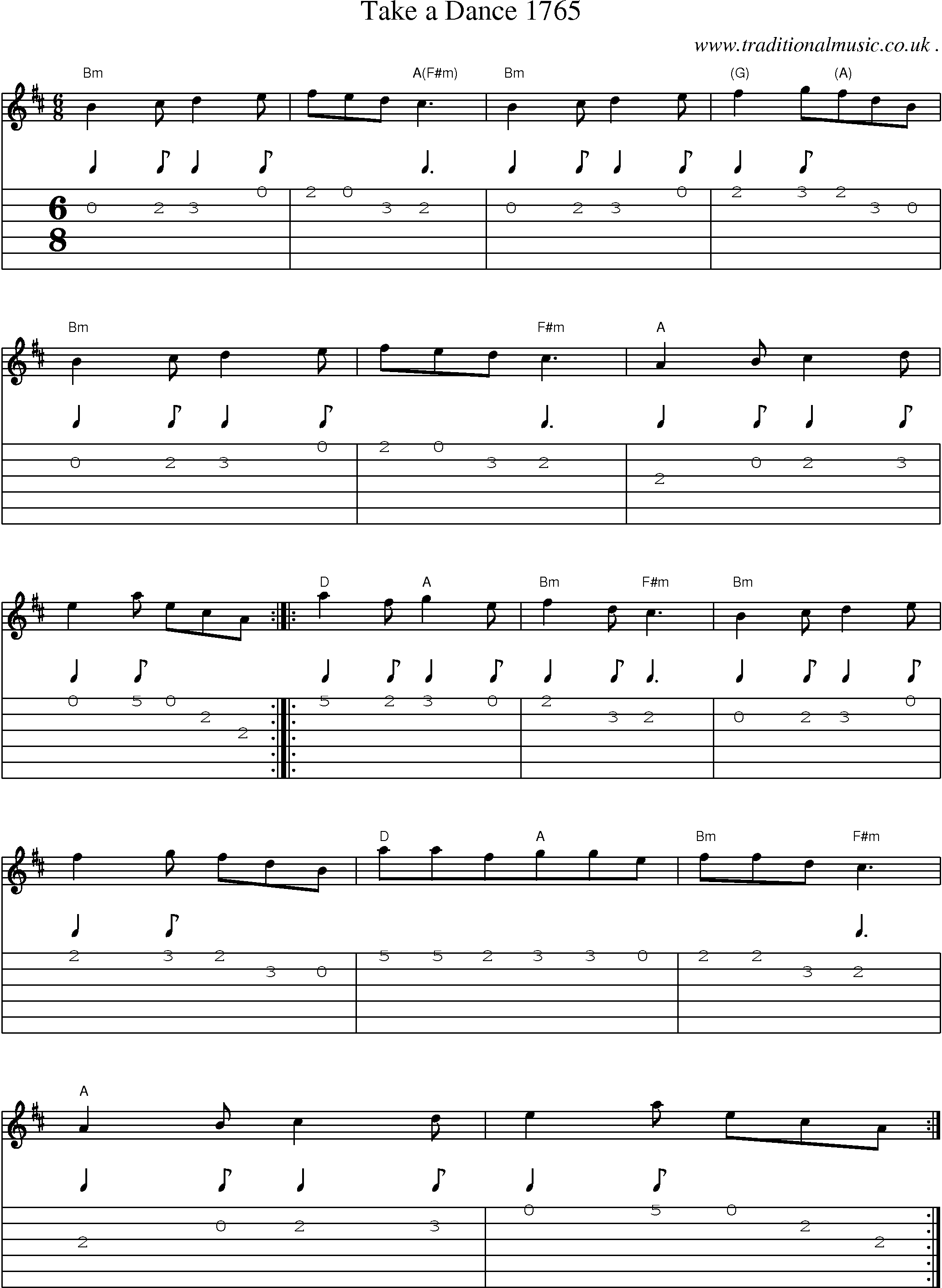 Sheet-Music and Guitar Tabs for Take A Dance 1765