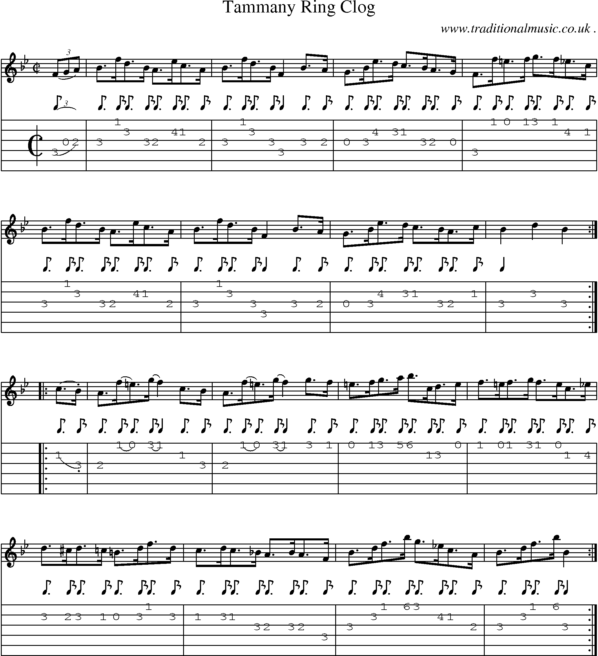 Sheet-Music and Guitar Tabs for Tammany Ring Clog