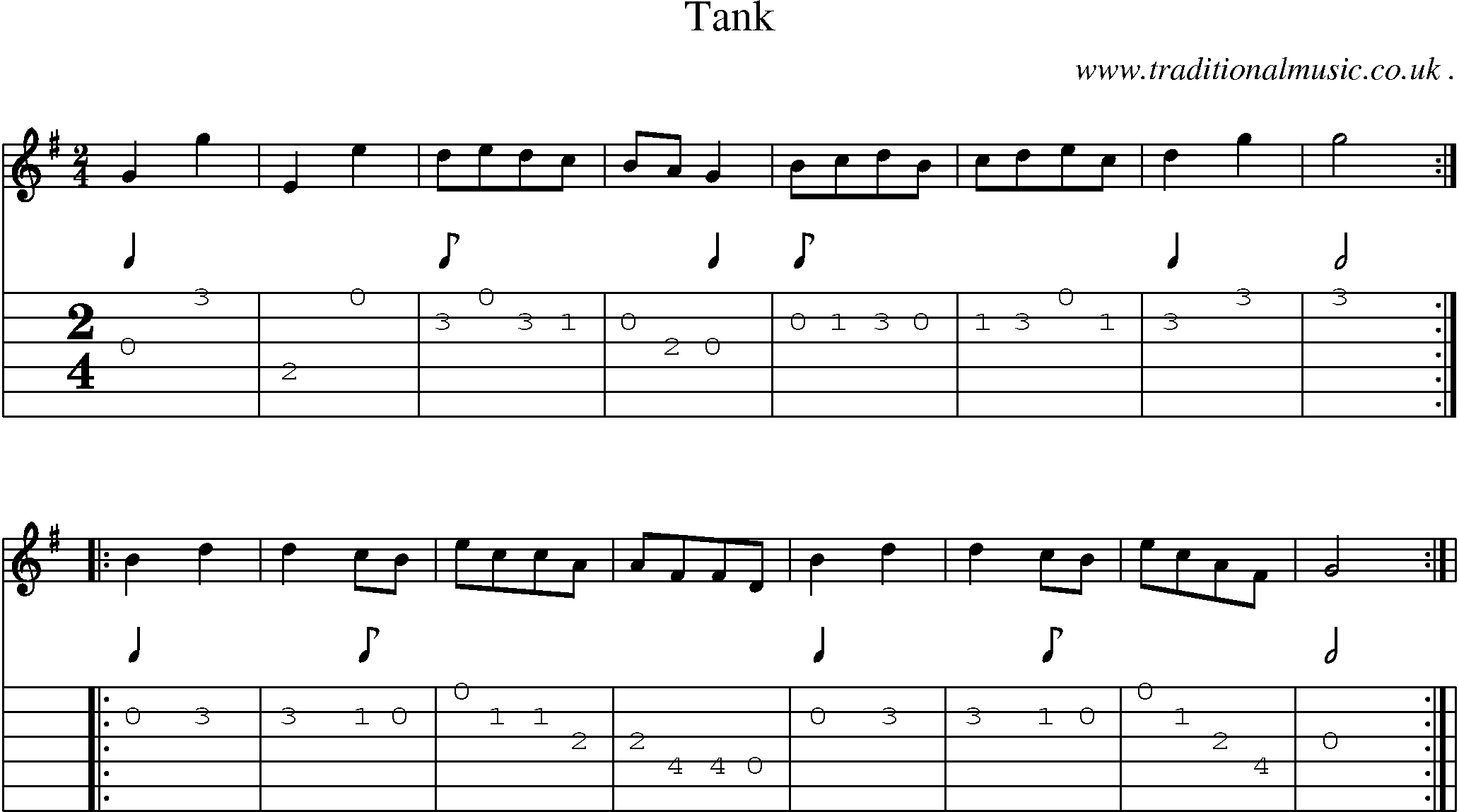 Sheet-Music and Guitar Tabs for Tank