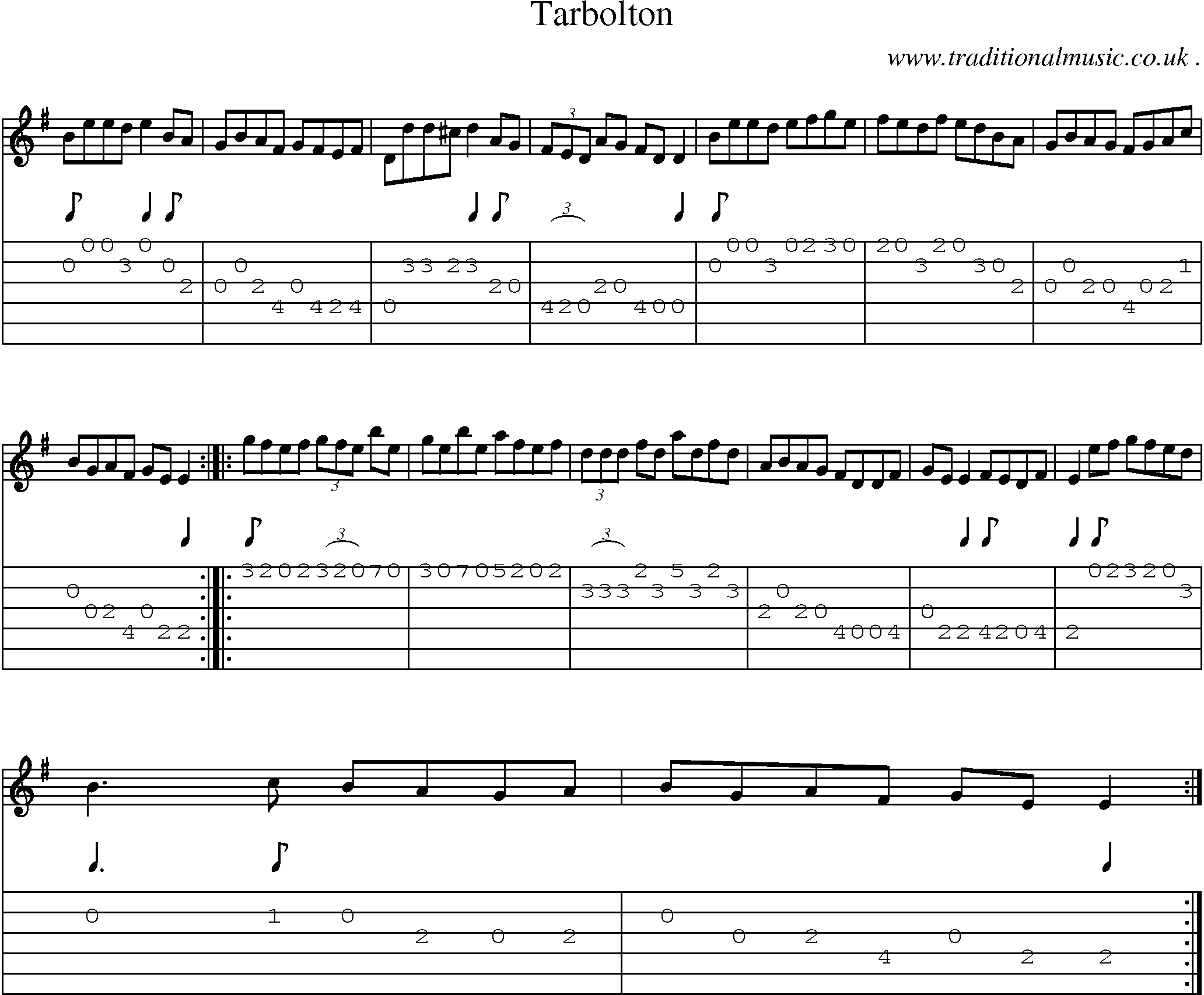 Sheet-Music and Guitar Tabs for Tarbolton