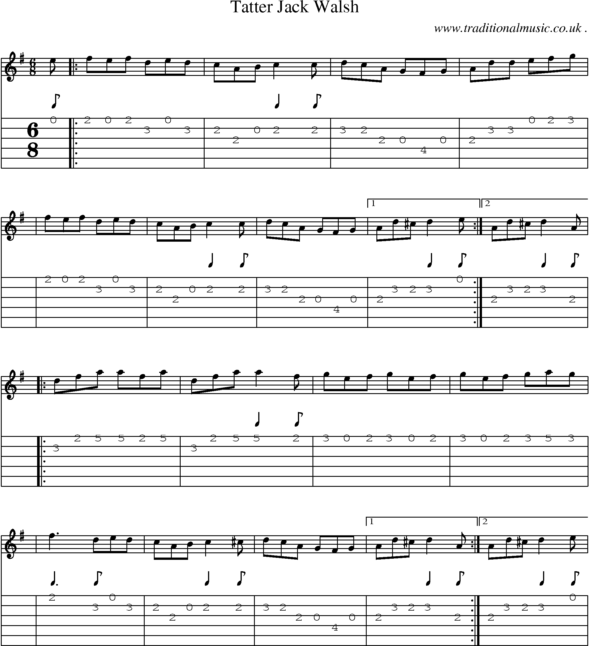 Sheet-Music and Guitar Tabs for Tatter Jack Walsh