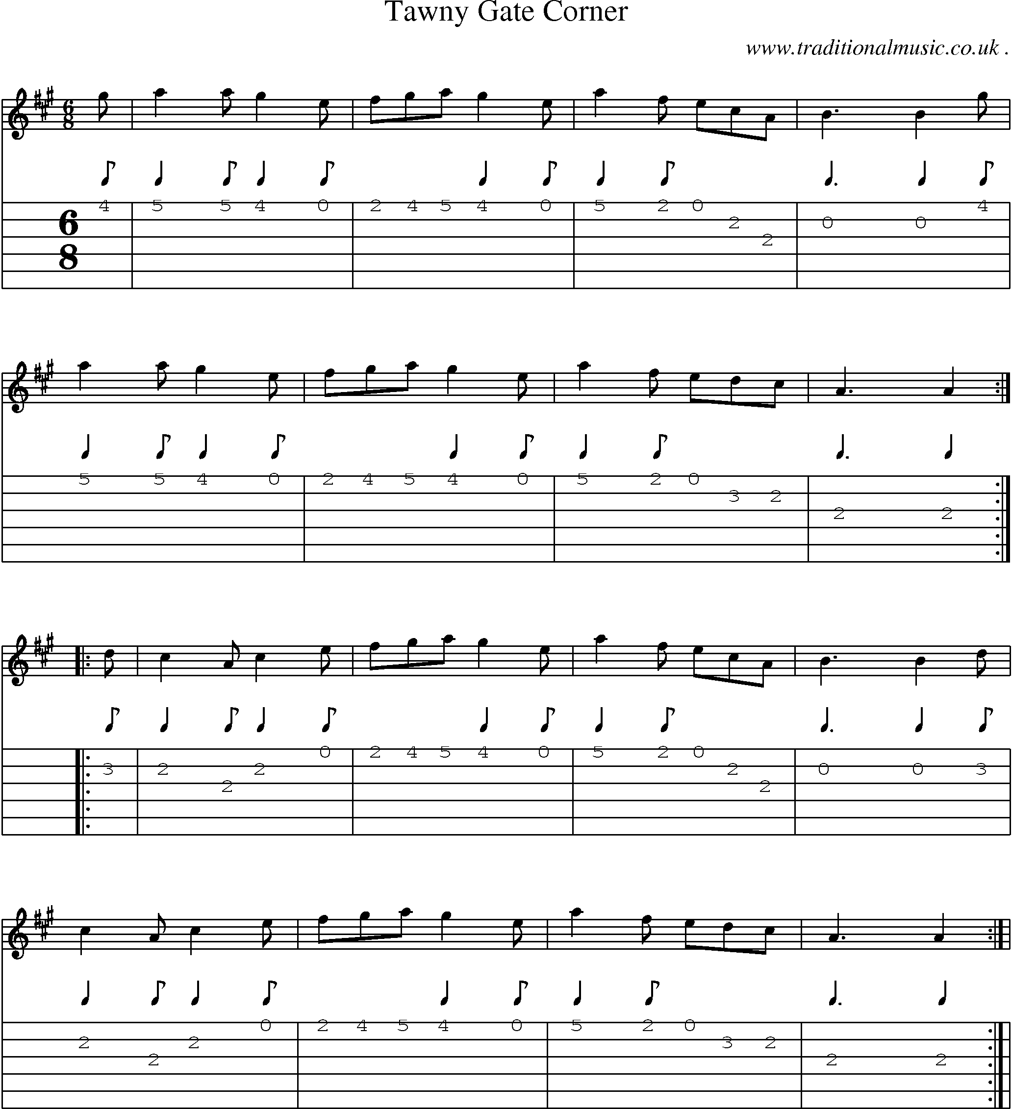 Sheet-Music and Guitar Tabs for Tawny Gate Corner