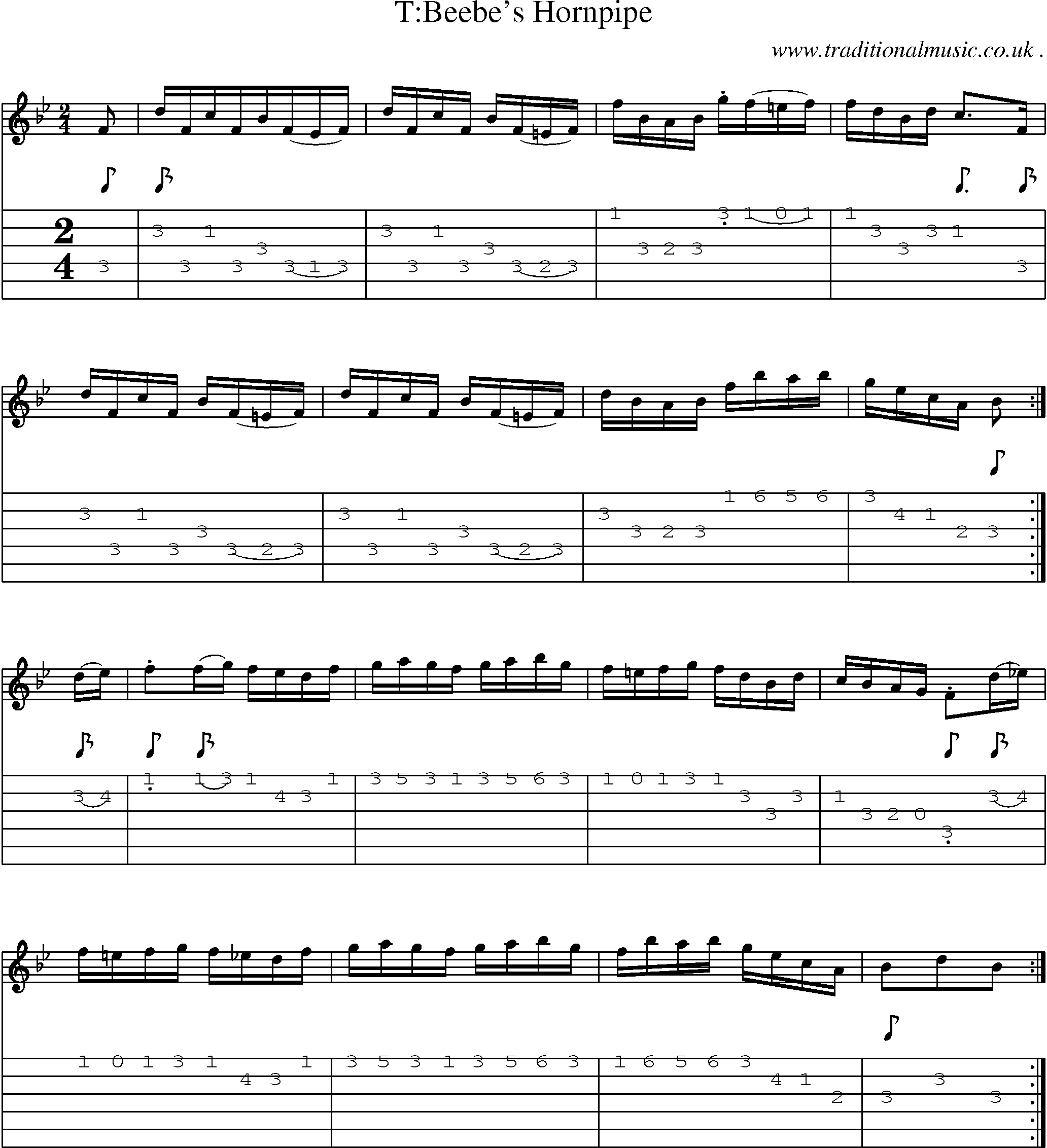 Sheet-Music and Guitar Tabs for Tbeebes Hornpipe