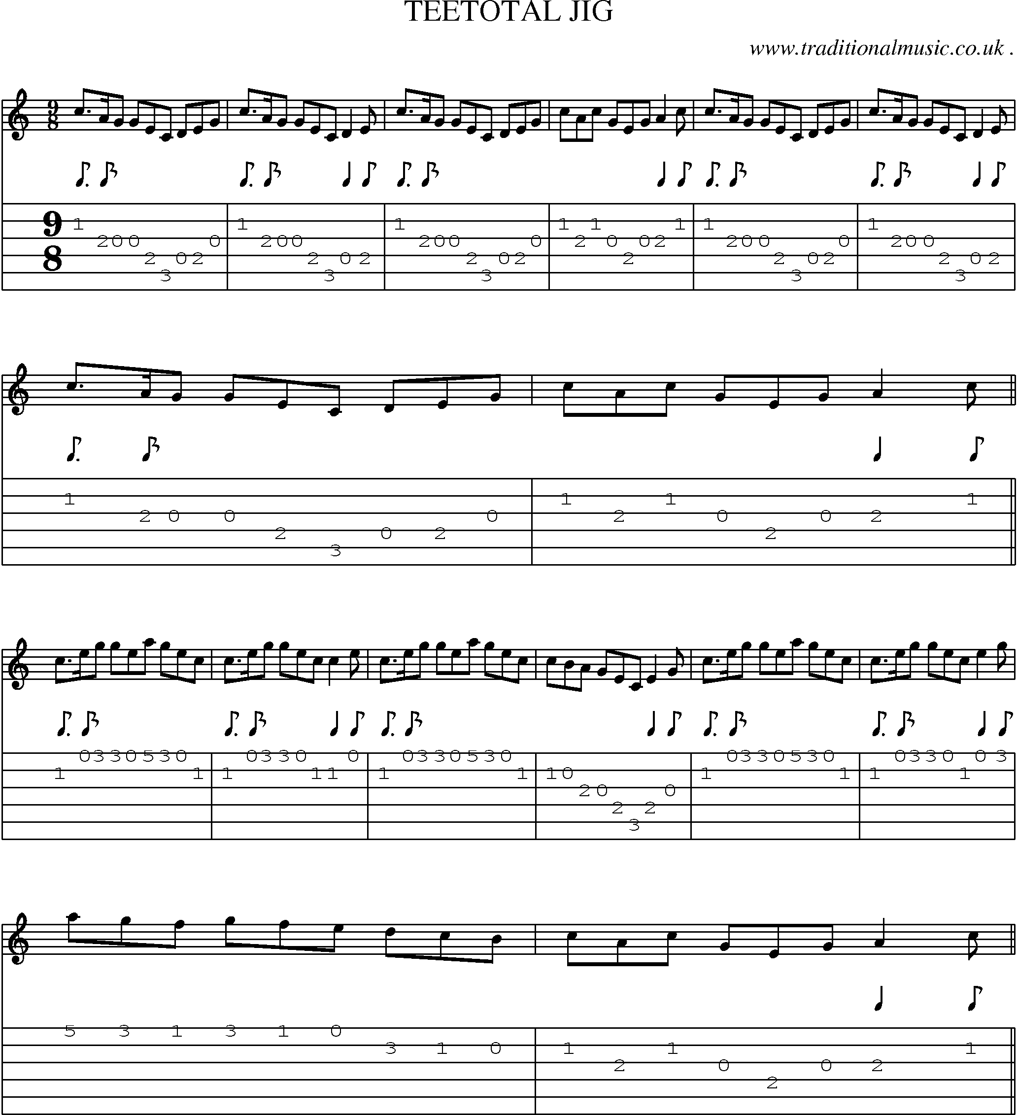 Sheet-Music and Guitar Tabs for Teetotal Jig