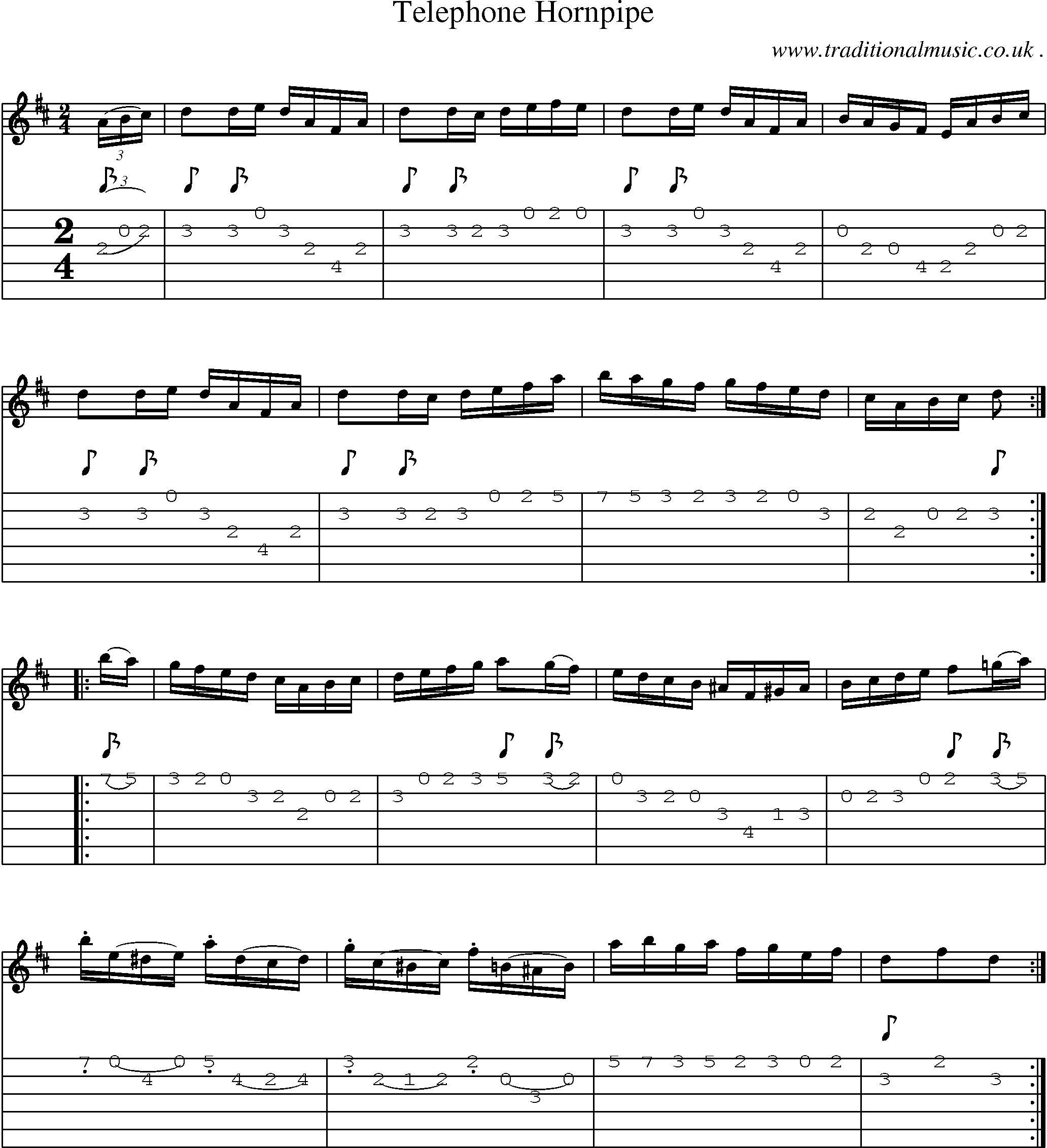 Sheet-Music and Guitar Tabs for Telephone Hornpipe
