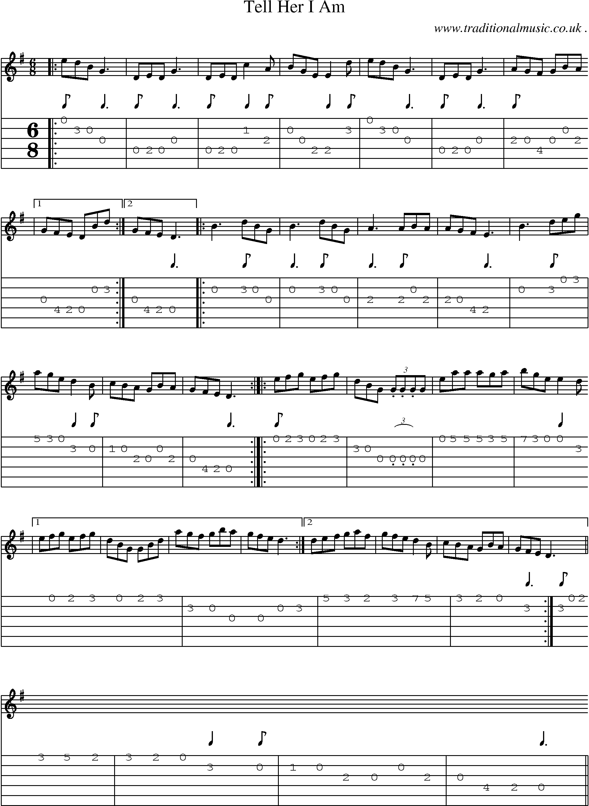 Sheet-Music and Guitar Tabs for Tell Her I Am