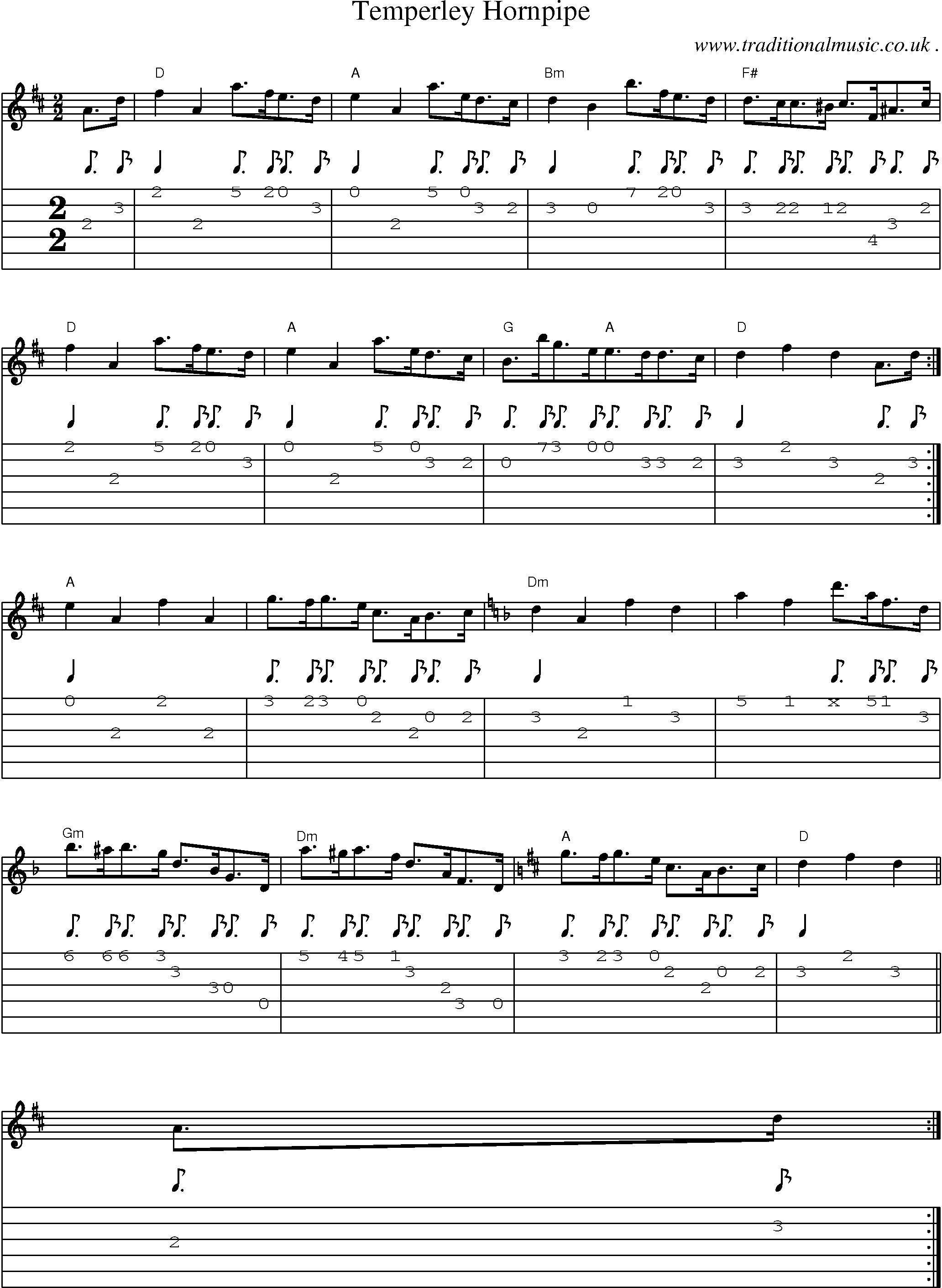 Sheet-Music and Guitar Tabs for Temperley Hornpipe