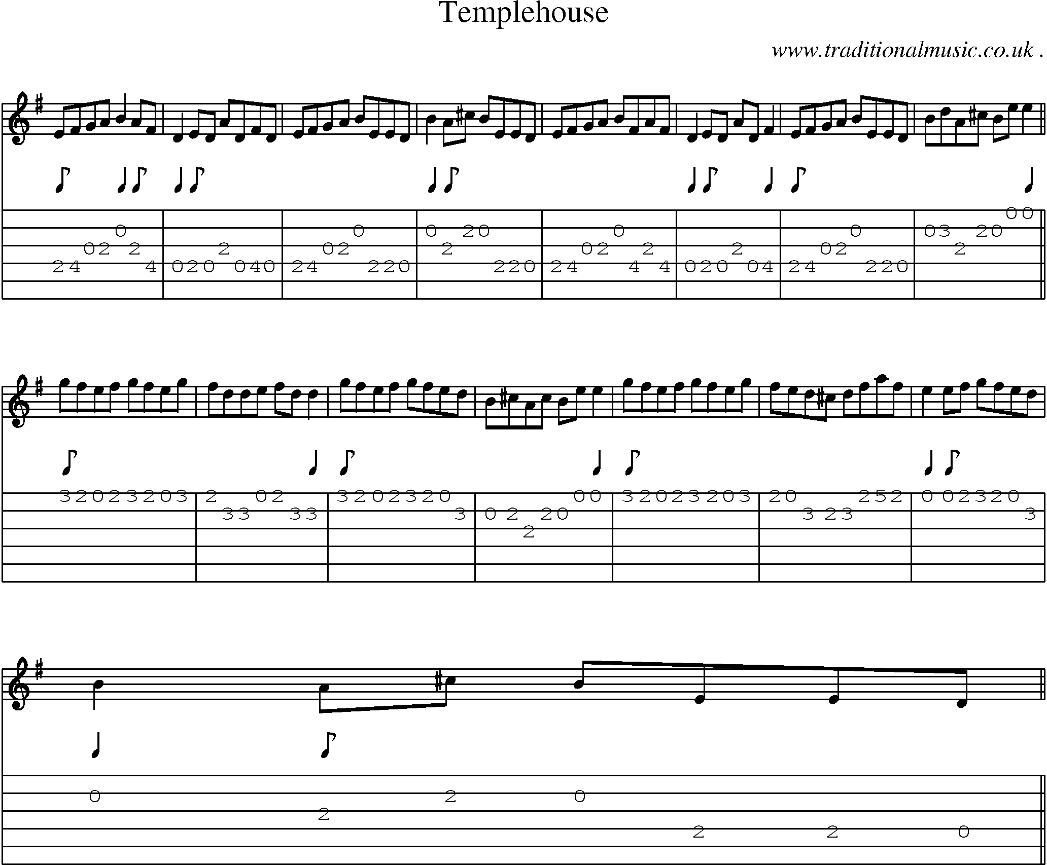 Sheet-Music and Guitar Tabs for Templehouse