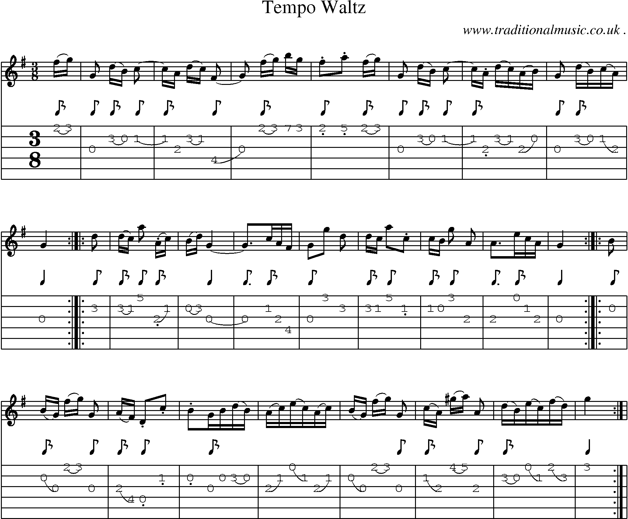 Sheet-Music and Guitar Tabs for Tempo Waltz