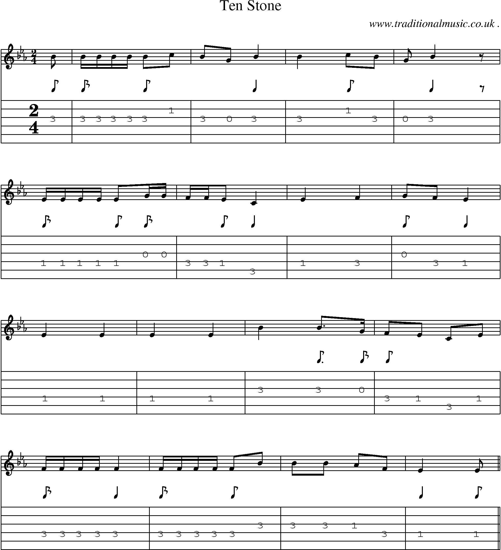 Sheet-Music and Guitar Tabs for Ten Stone