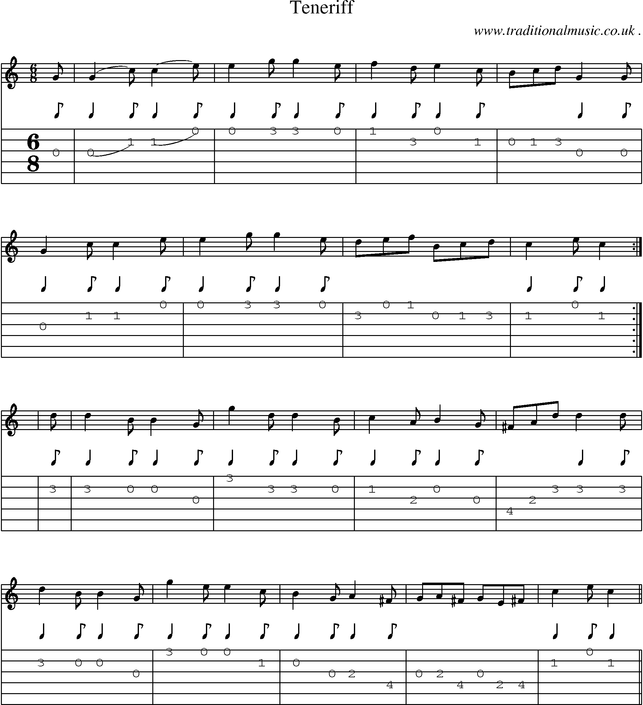 Sheet-Music and Guitar Tabs for Teneriff