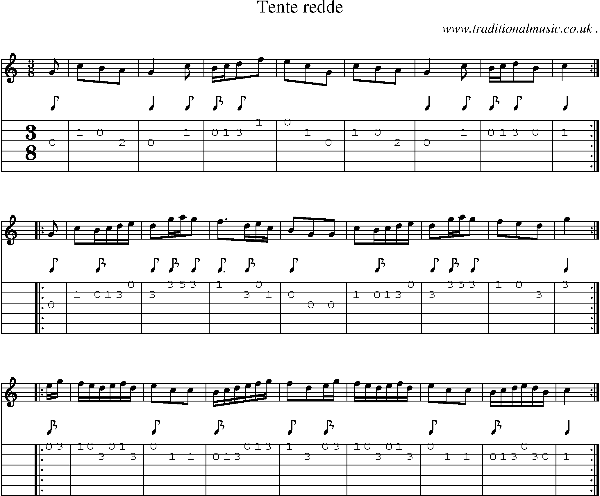 Sheet-Music and Guitar Tabs for Tente Redde