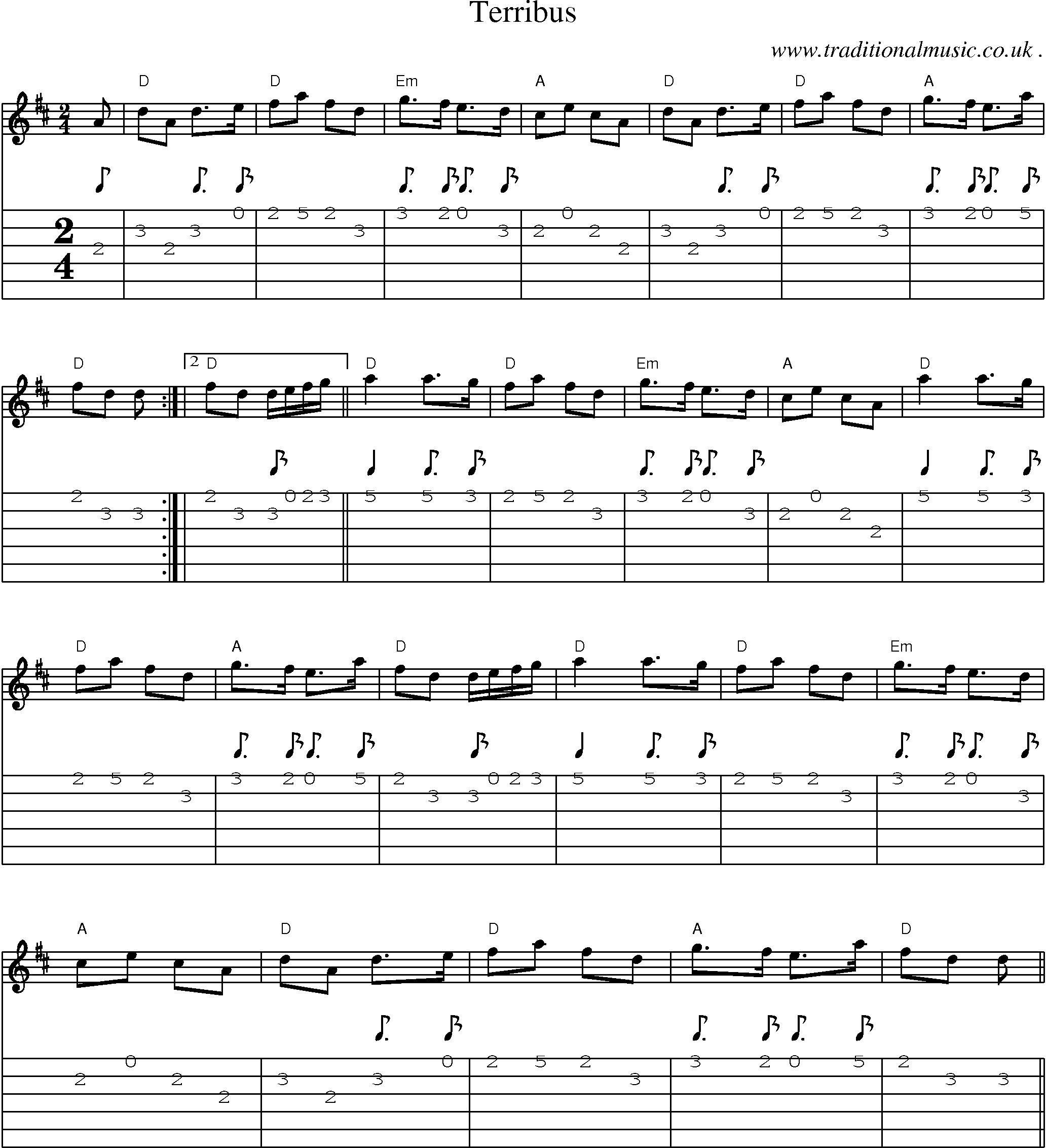 Sheet-Music and Guitar Tabs for Terribus
