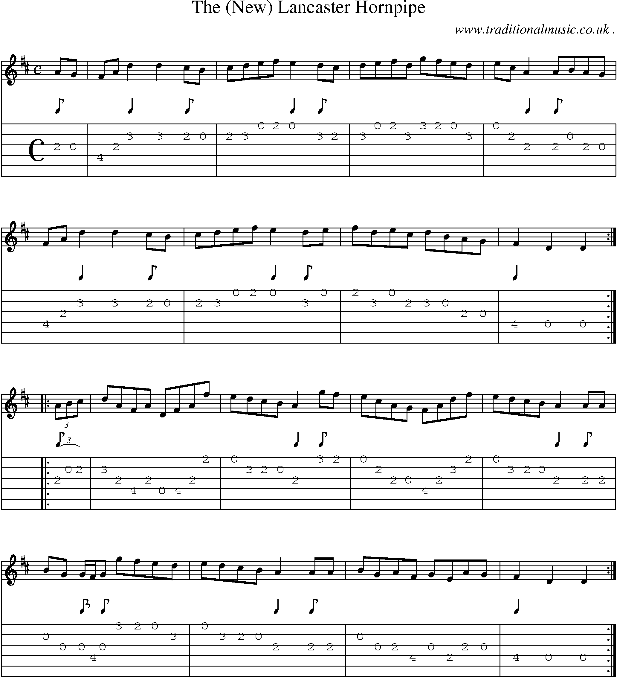 Sheet-Music and Guitar Tabs for The (new) Lancaster Hornpipe