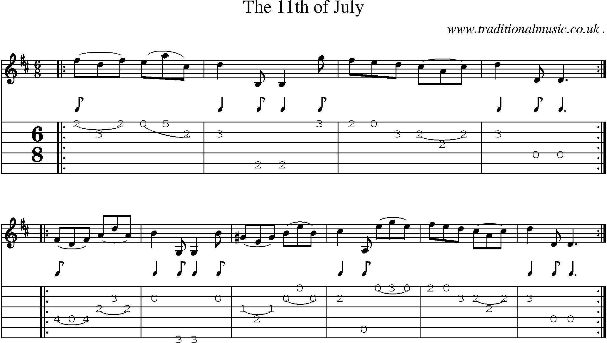 Sheet-Music and Guitar Tabs for The 11th Of July