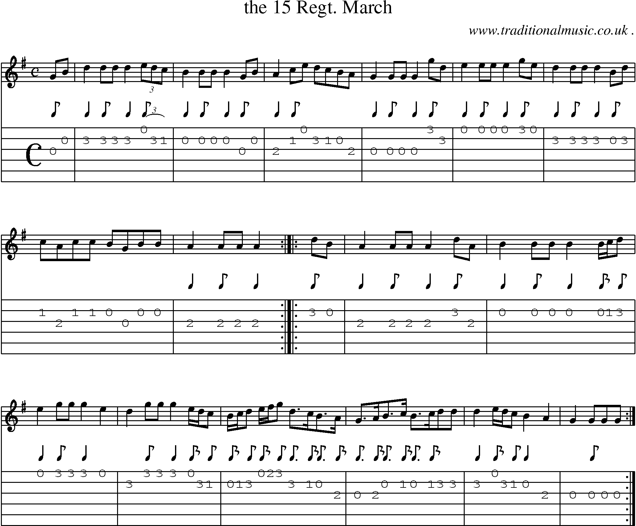 Sheet-Music and Guitar Tabs for The 15 Regt March