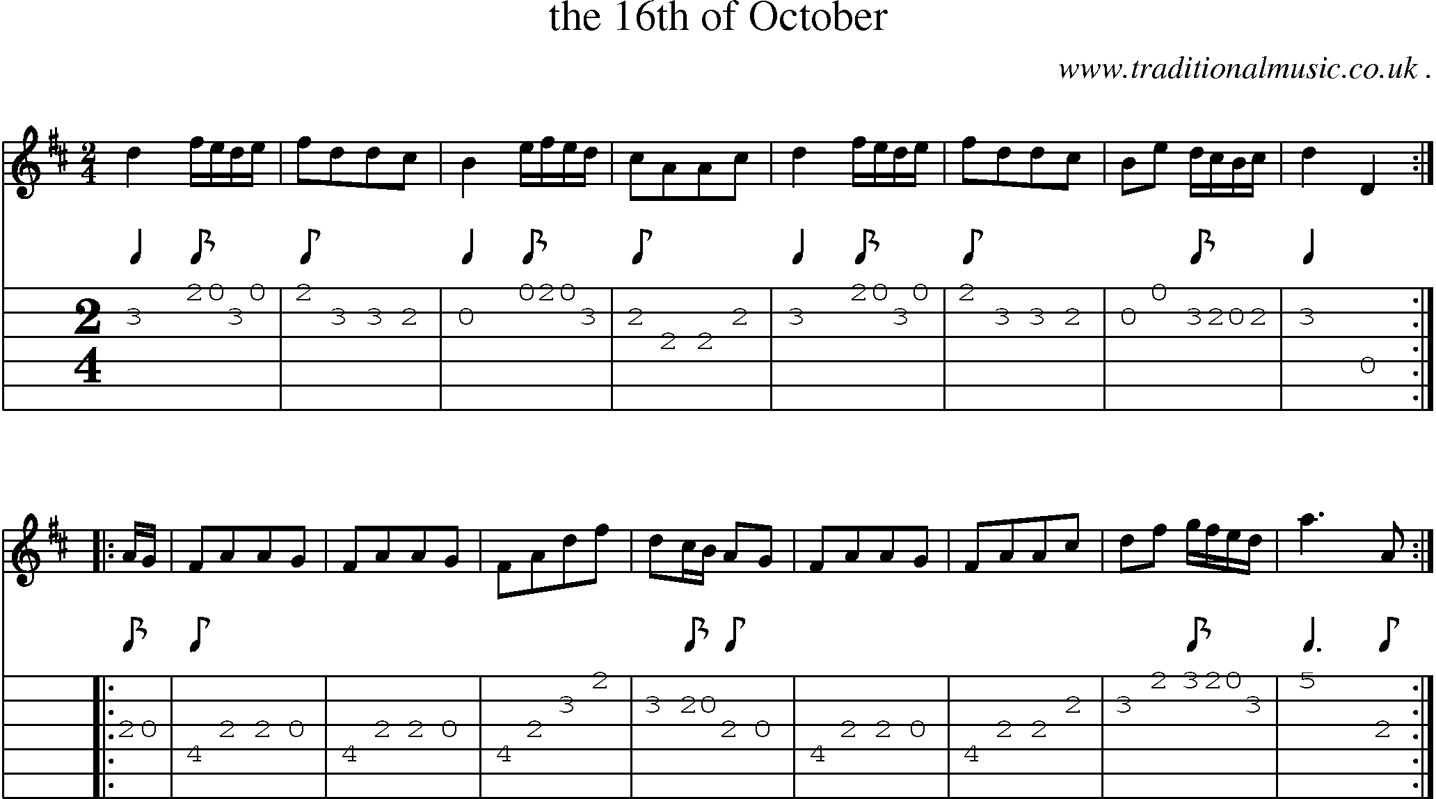 Sheet-Music and Guitar Tabs for The 16th Of October