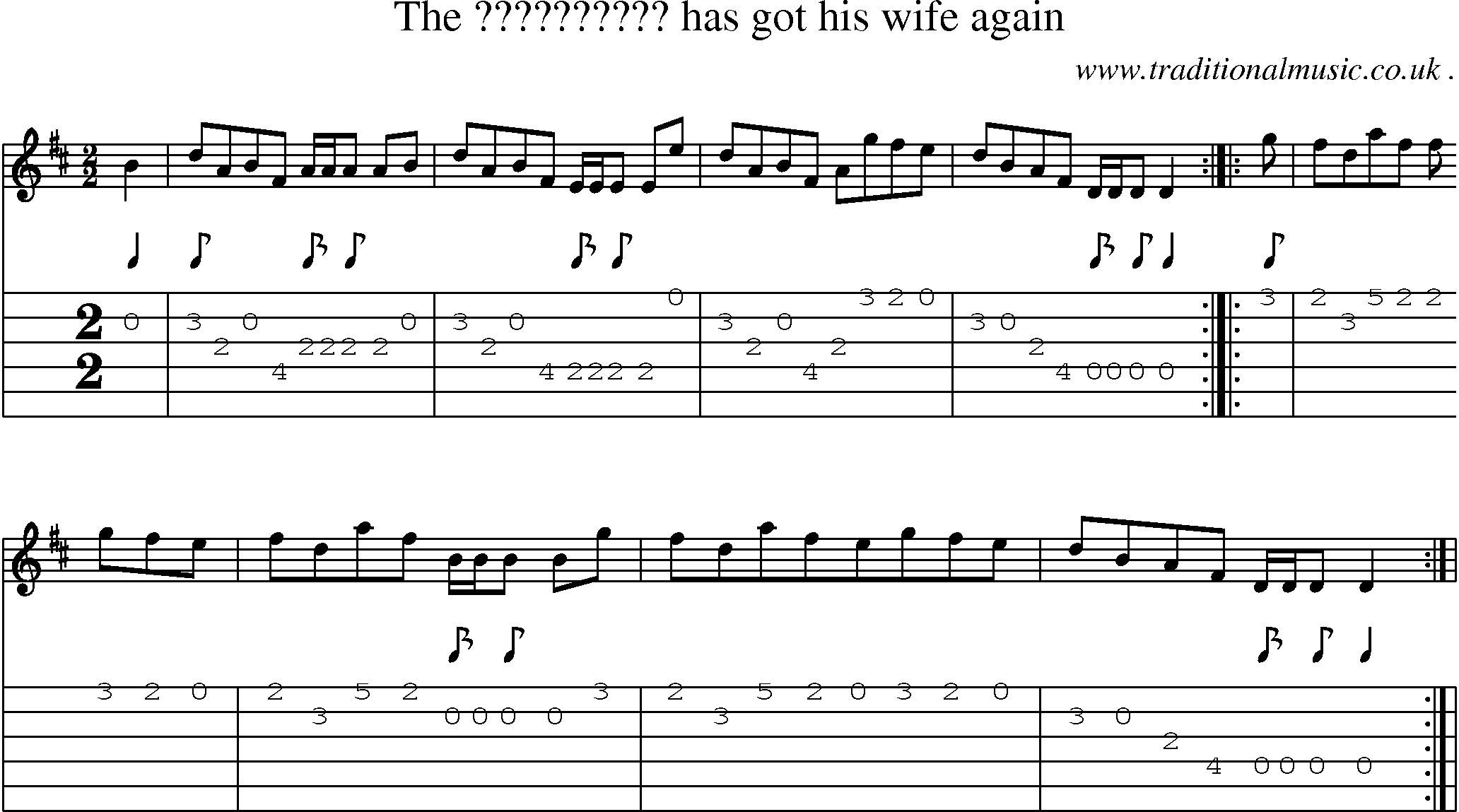 Sheet-Music and Guitar Tabs for The  Has Got His Wife Again