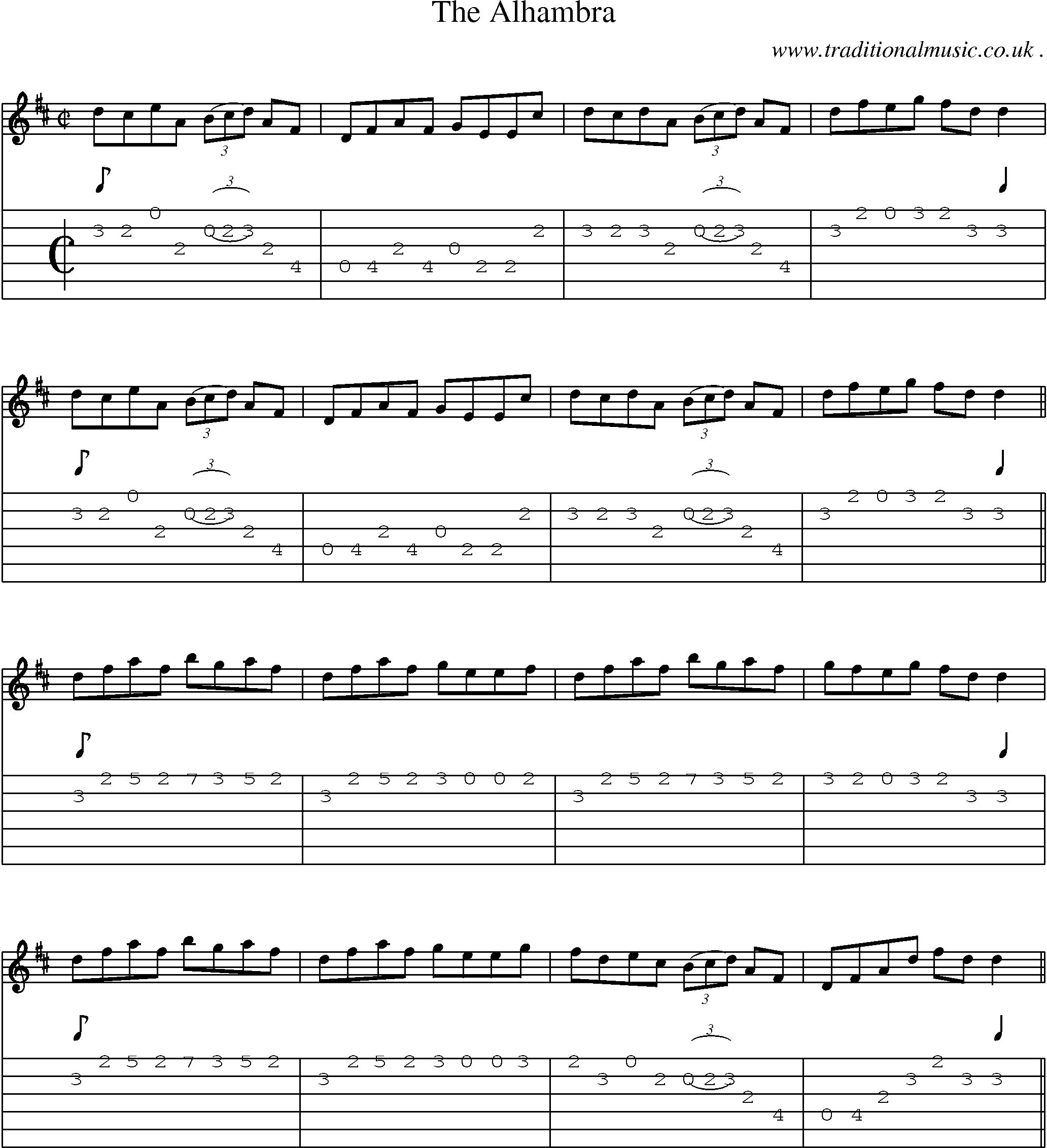 Sheet-Music and Guitar Tabs for The Alhambra